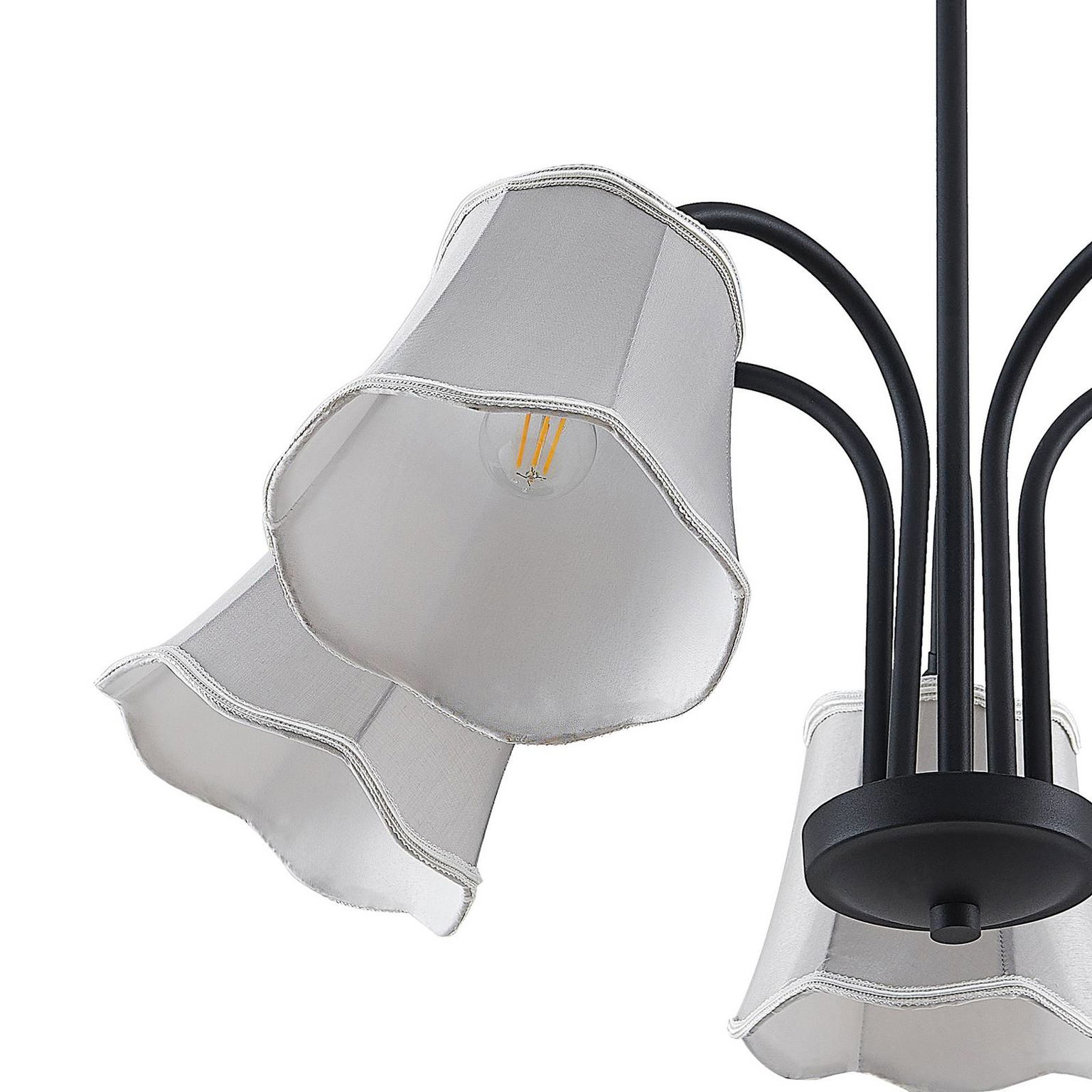 Lucande Binta závesná lampa, 5-pl., striebrosivá – obrázok 5