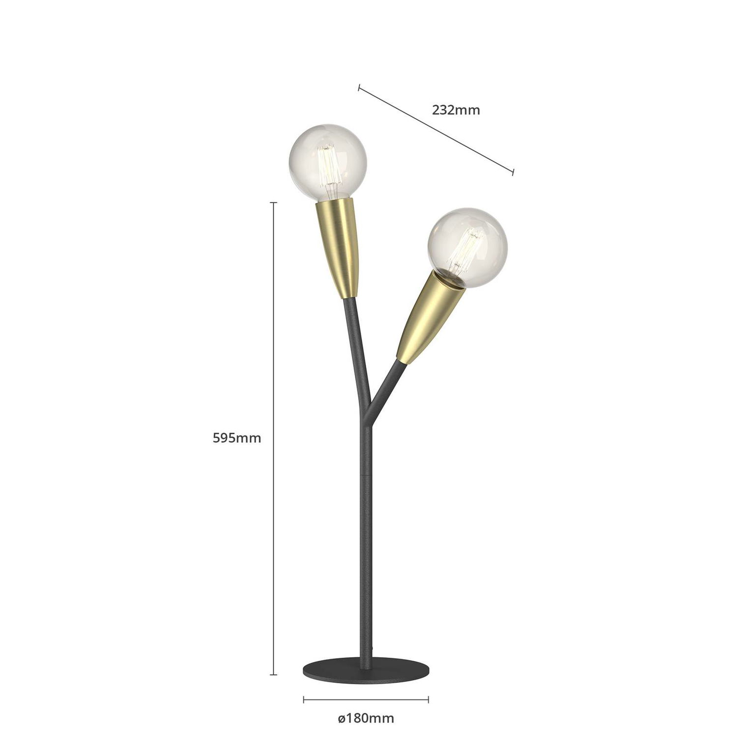 Lucande Carlea stolová lampa, 2 sv., čierna/mosadz – obrázok 6
