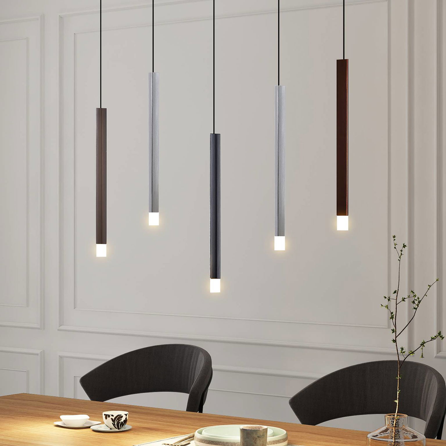 Lucande LED závesné svietidlo Stoika, 88 cm, 5-pl., kovové
