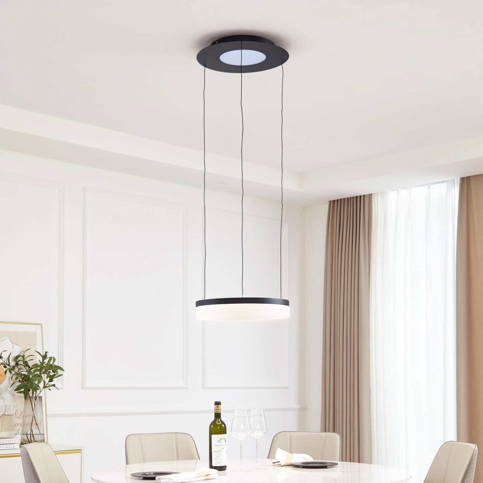 Lucande Smart LED závesné svietidlo Squillo black Tuya RGBW CCT