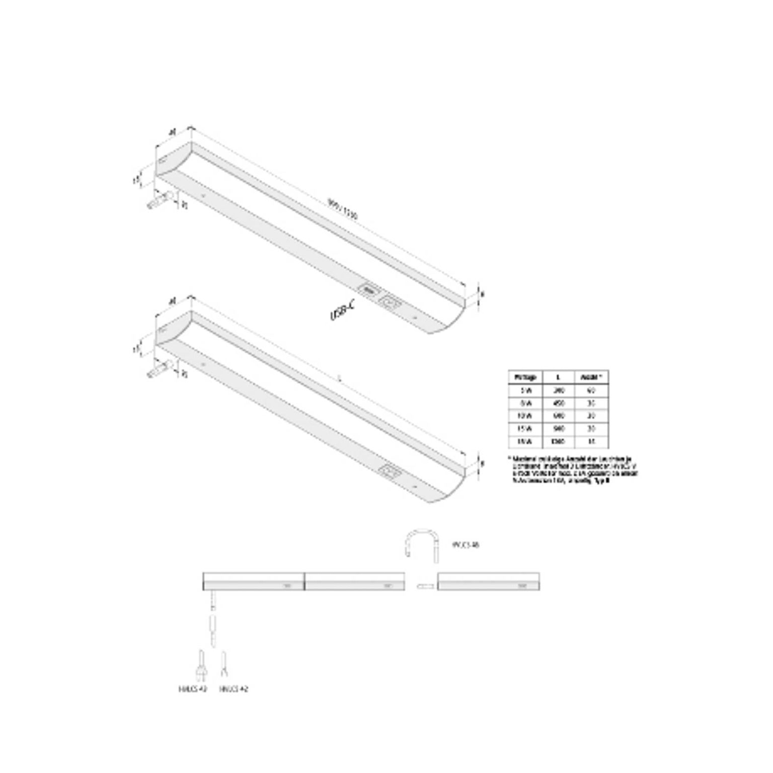 ModuLite F LED svetlo pod skrinku, čierne, 120 cm, 3 000 K hliník