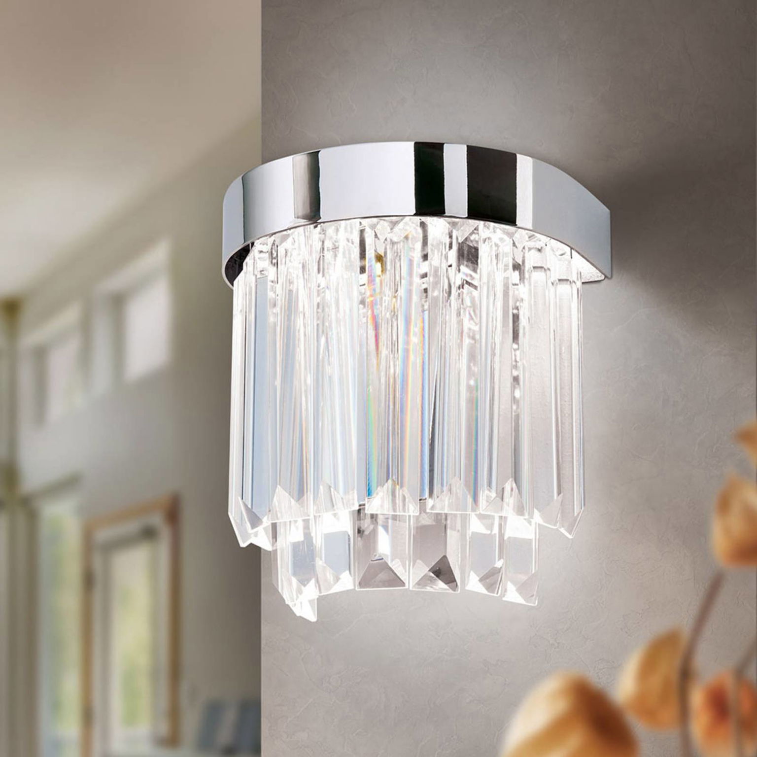 Nástenné LED Prism s up- and downlight, chróm – obrázok 3