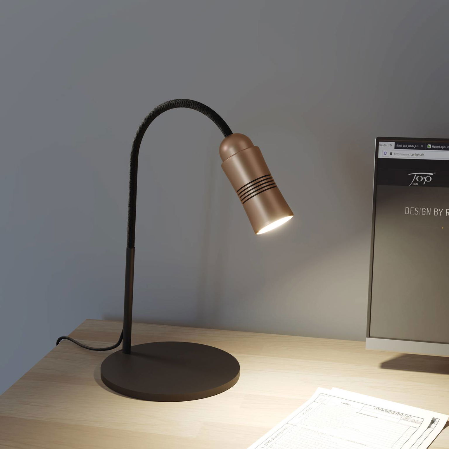 Neo! Table LED lampa stmievateľná medená/čierna – obrázok 2