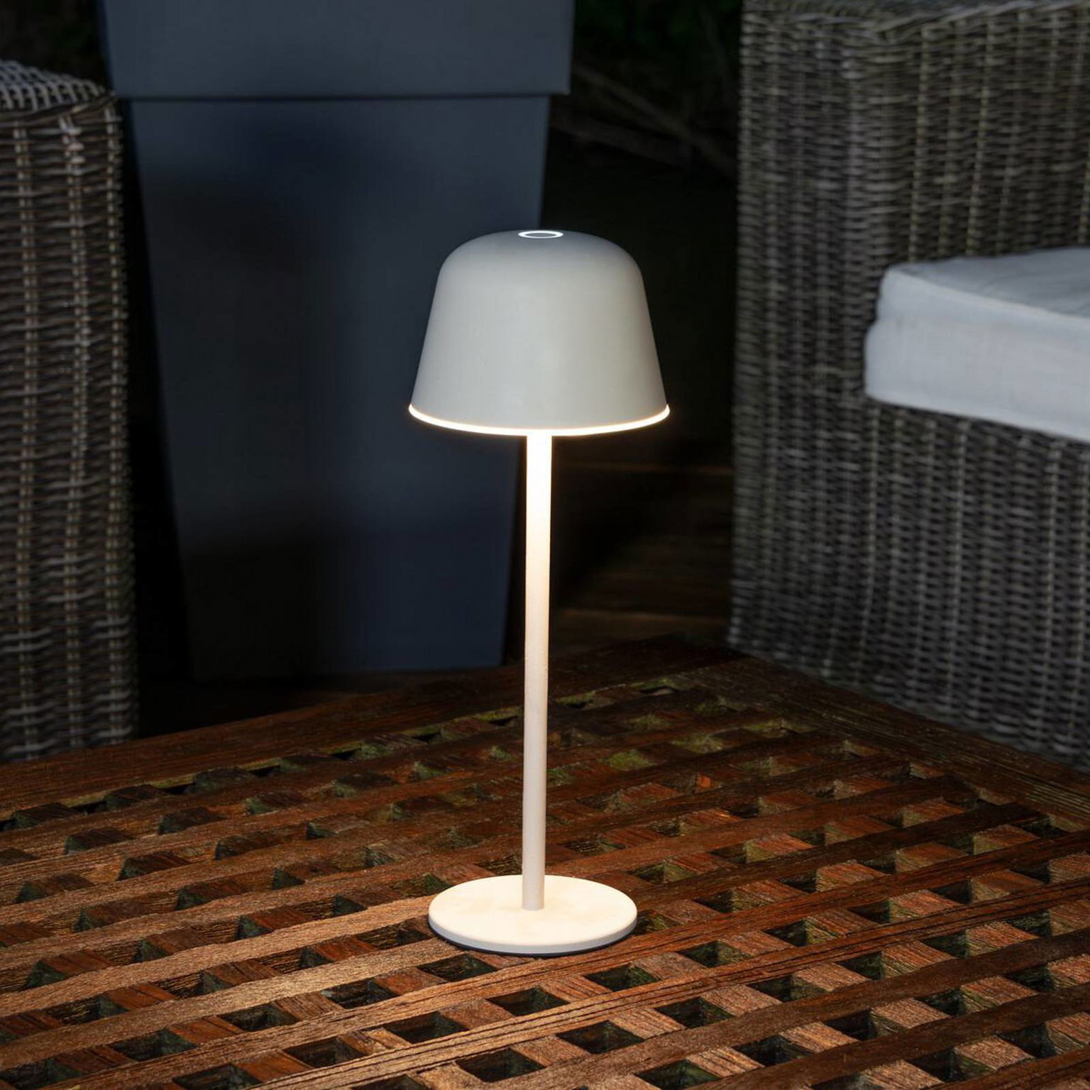 OSRAM LED stolová lampa na batérie ENDURA STYLE, béžová 30 cm IP44 CCT