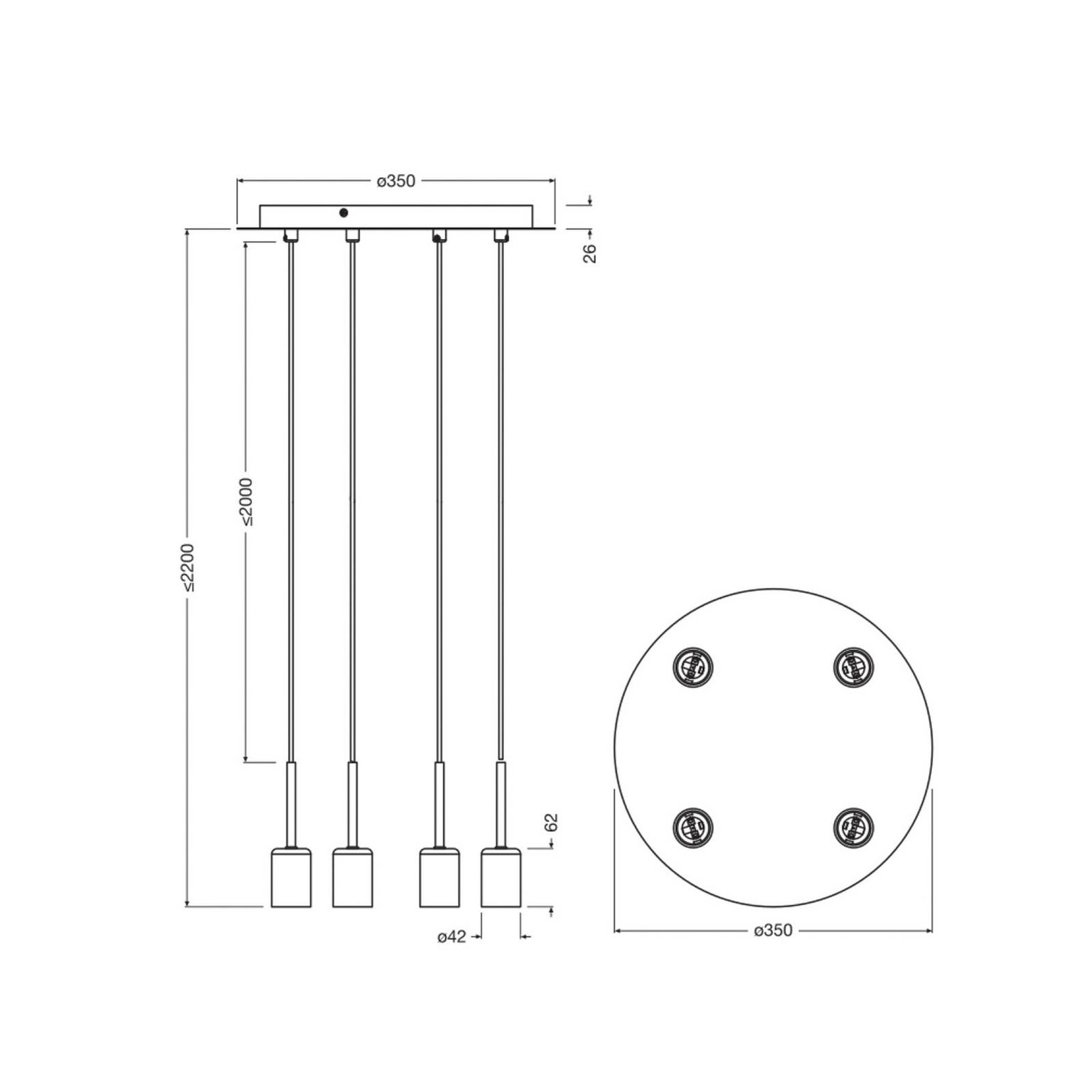 OSRAM závesné svietidlo Decor Needle Plate béžová, oceľ, 4-pl., E27 – obrázok 3