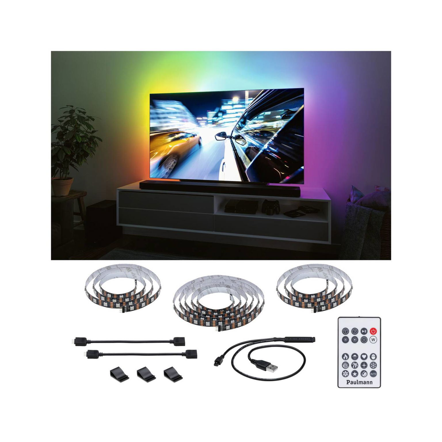 Paulmann EntertainLED LED-Strip RGB TV set 75 palcov – obrázok 4