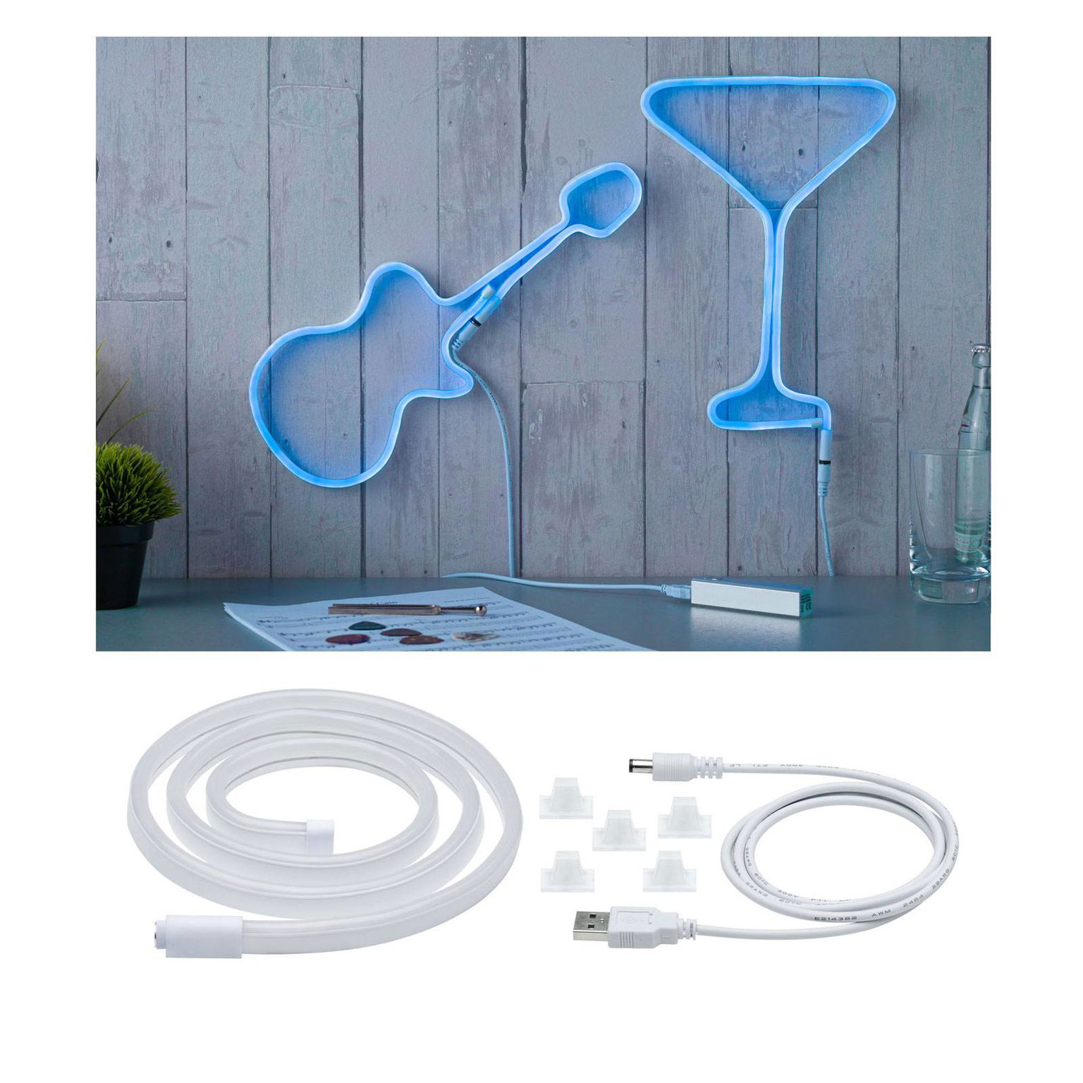 Paulmann LED pás Neon Colorflex USB 1 m modrý – obrázok 2