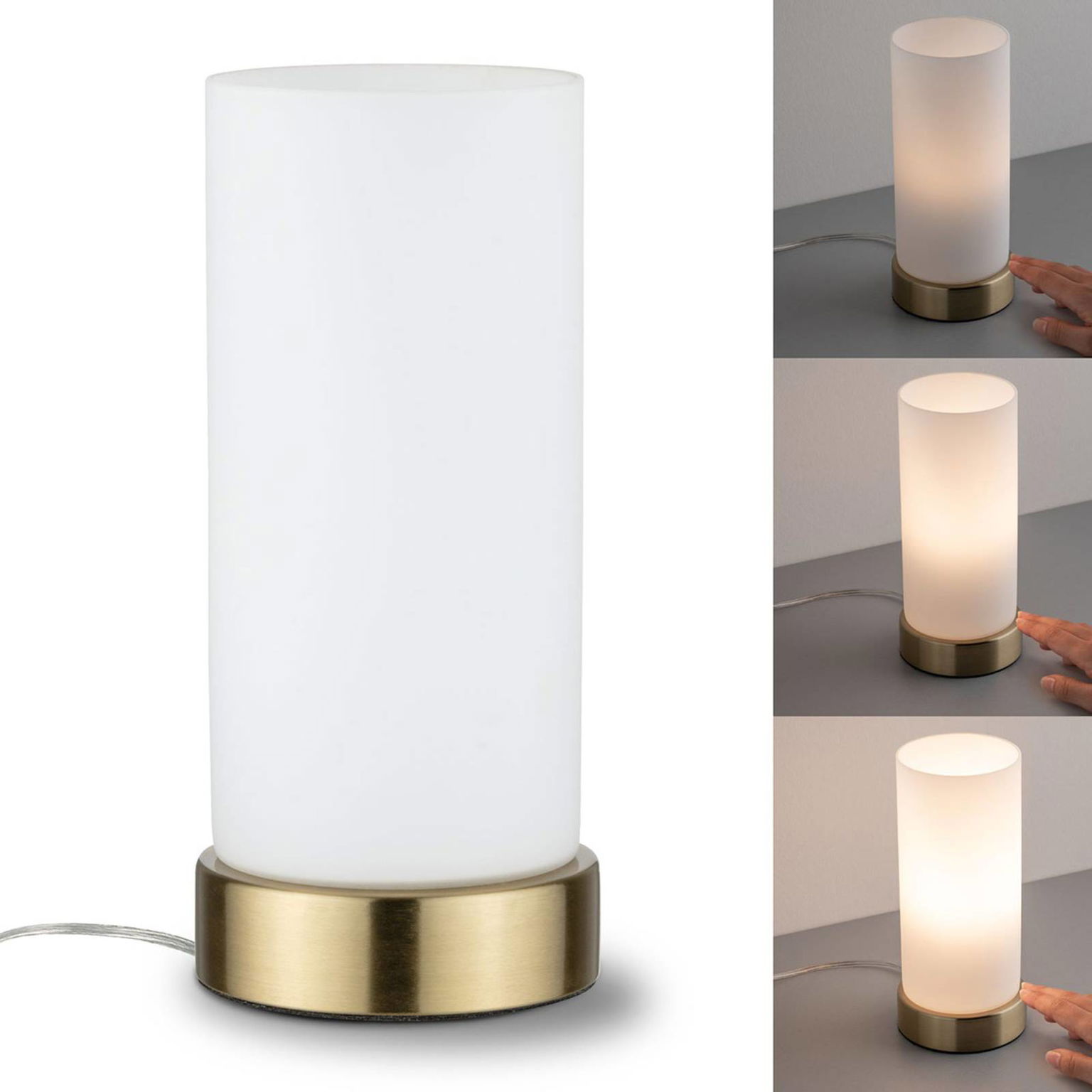 Paulmann stolná lampa Pinja mosadz/opál