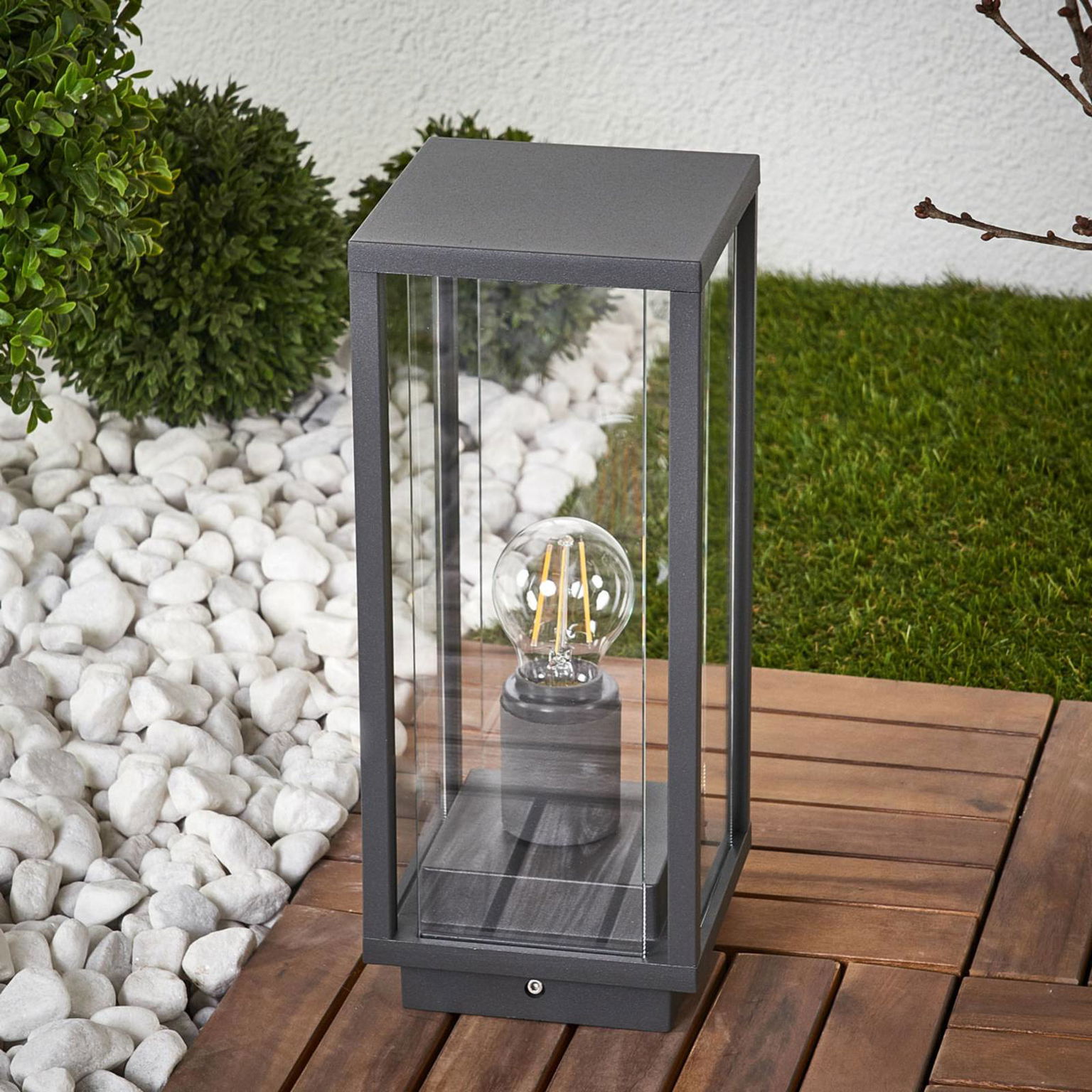Podstavné svietidlo Lucande Annalea, 35 cm, antracit, IP54 – obrázok 2
