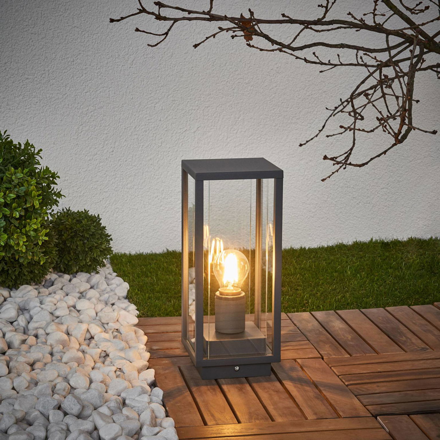 Podstavné svietidlo Lucande Annalea, 35 cm, antracit, IP54 – obrázok 3