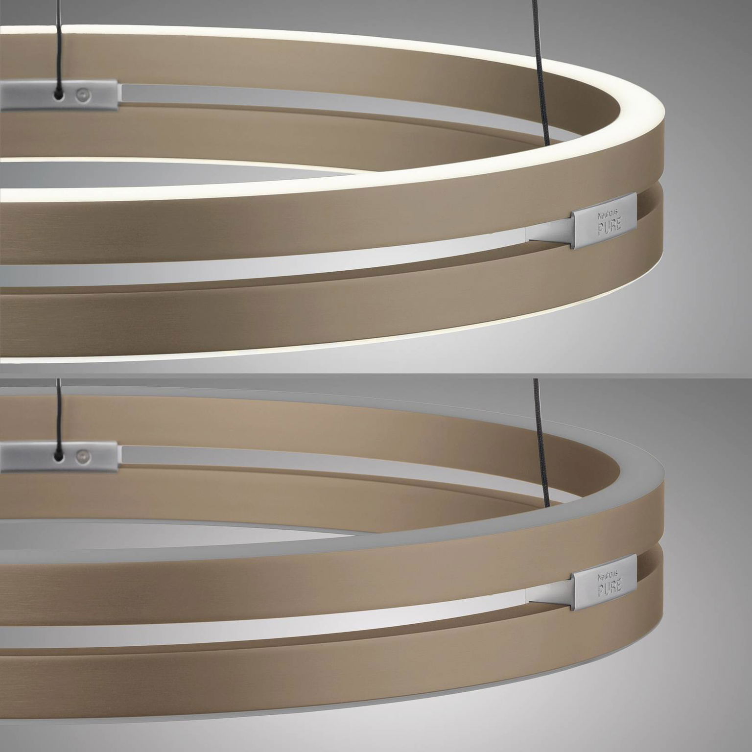 LED závesné svietidlo PURE E-Loop, bronzová farba, Ø 50 cm, hliník CCT – obrázok 5