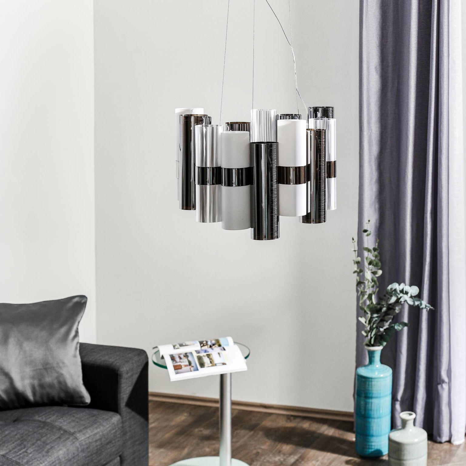 Slamp La Lollo Medium závesná lampa, cín/biela – obrázok 2