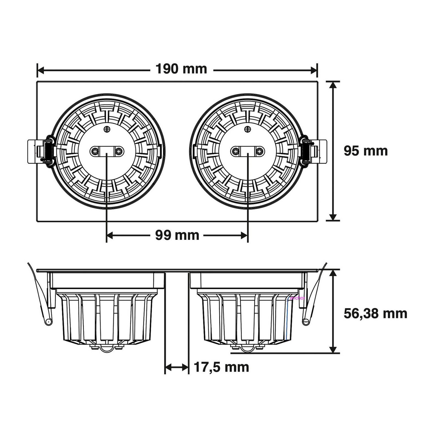 SLC DL04 Square X2 zapustené LED 2 700 K čierna – obrázok 2