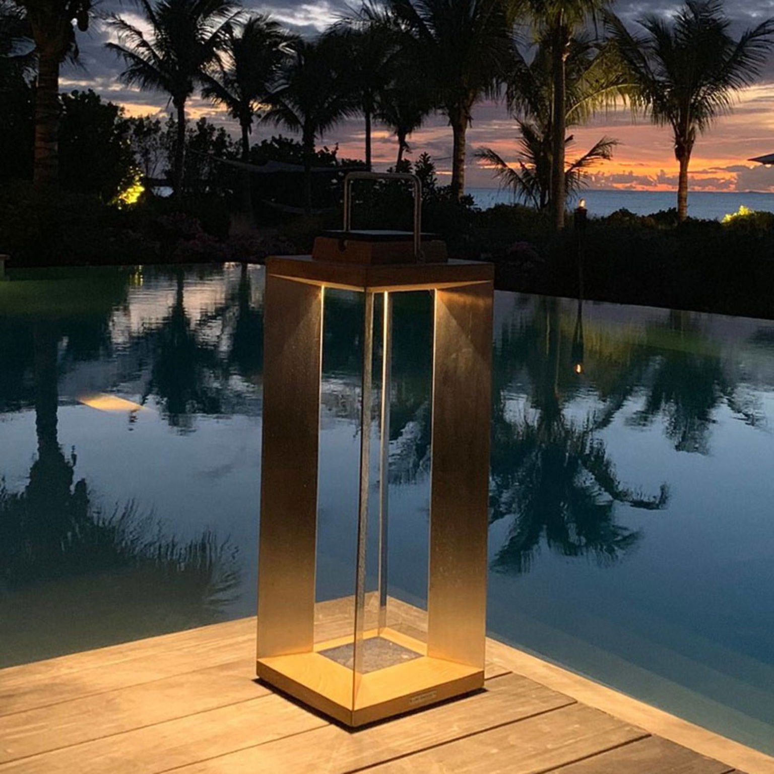 Solárny lampáš Teckinox LED, teak/oceľ, 65,5 cm – obrázok 2