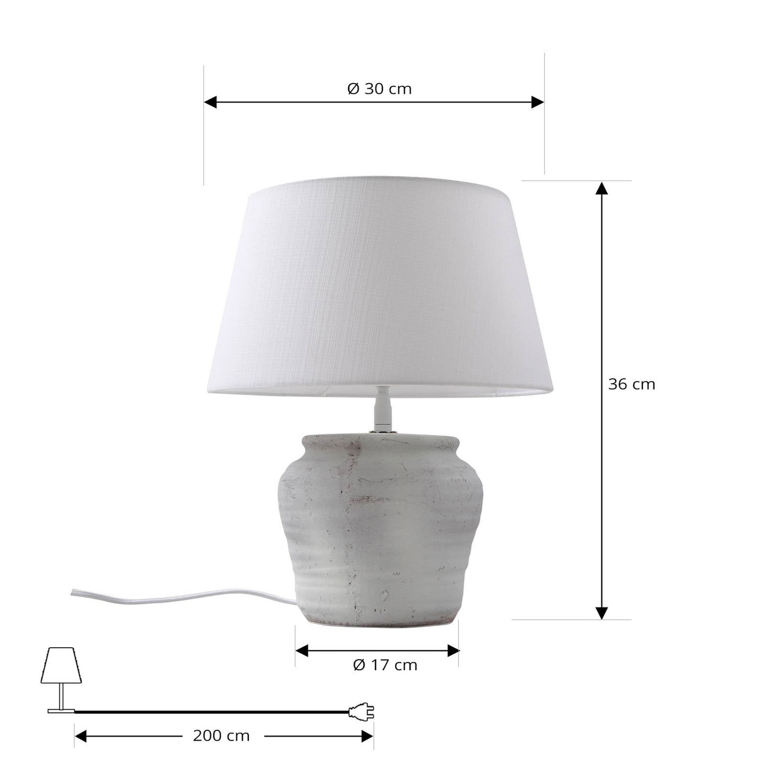 Stolná lampa Lindby Aelith, Ø 30 cm, biela, keramika, E27 – obrázok 3