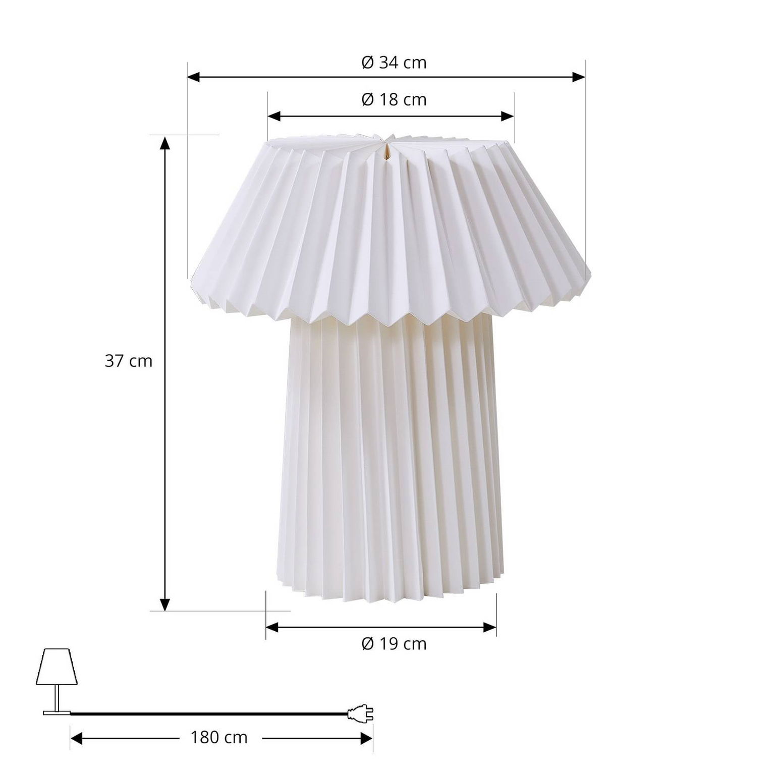 Stolná lampa Lindby Magali, biela, papier, Ø 34 cm, E14 – obrázok 5