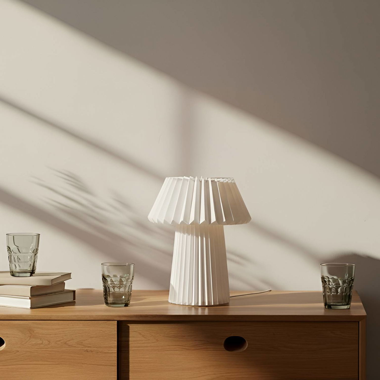 Stolná lampa Lindby Magali, biela, papier, Ø 34 cm, E14 – obrázok 3