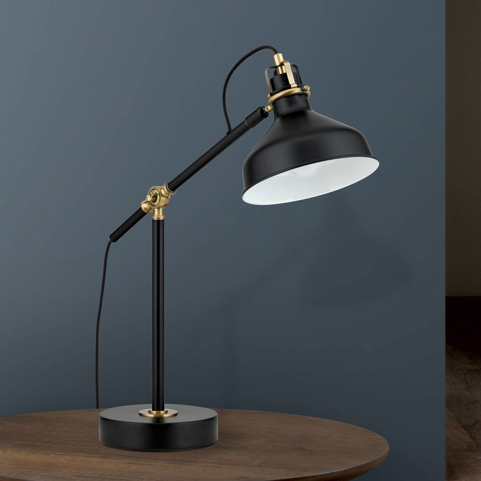 Stolná lampa Schiller, čierna, kov, 59 cm, nastaviteľná – obrázok 2