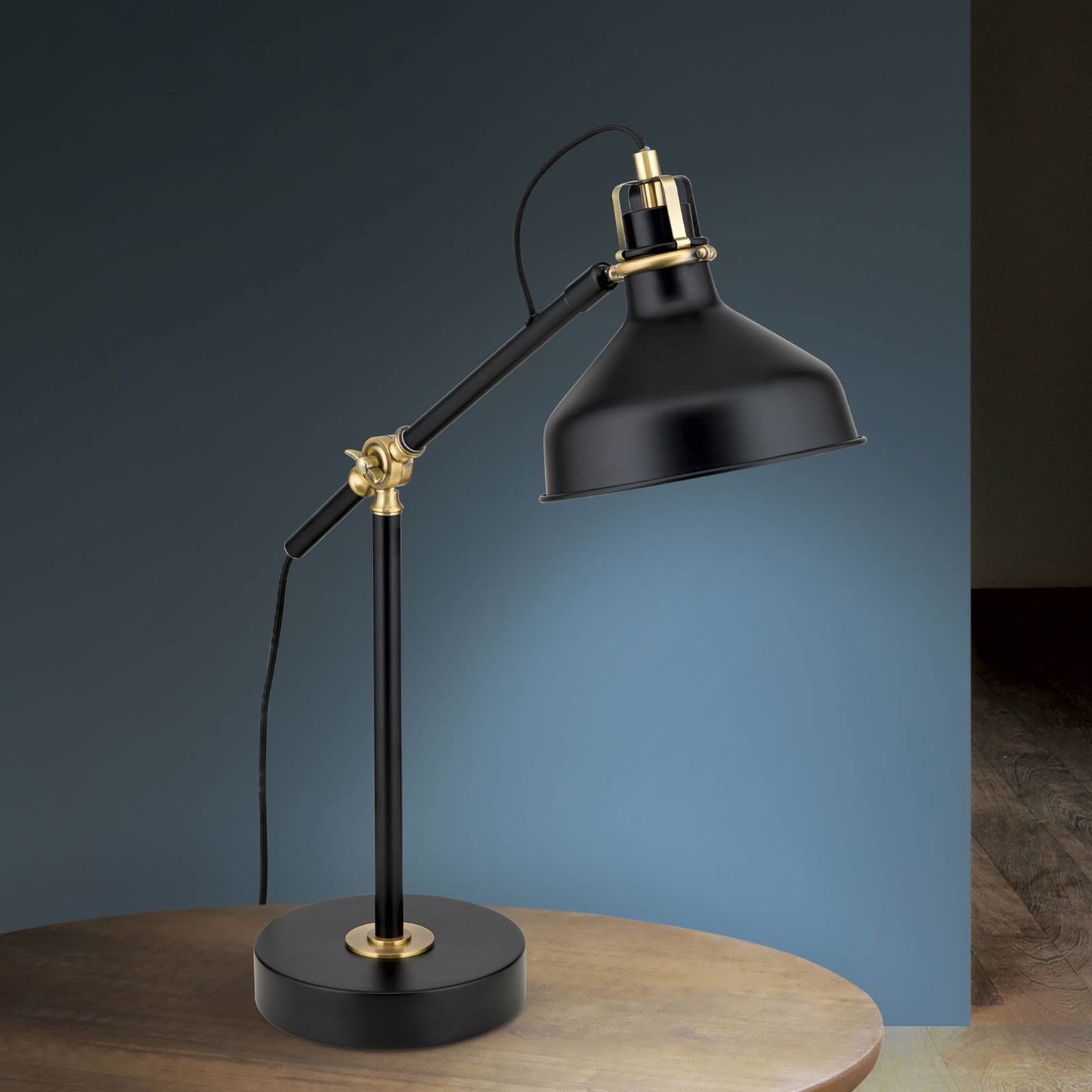 Stolná lampa Schiller, čierna, kov, 59 cm, nastaviteľná – obrázok 3