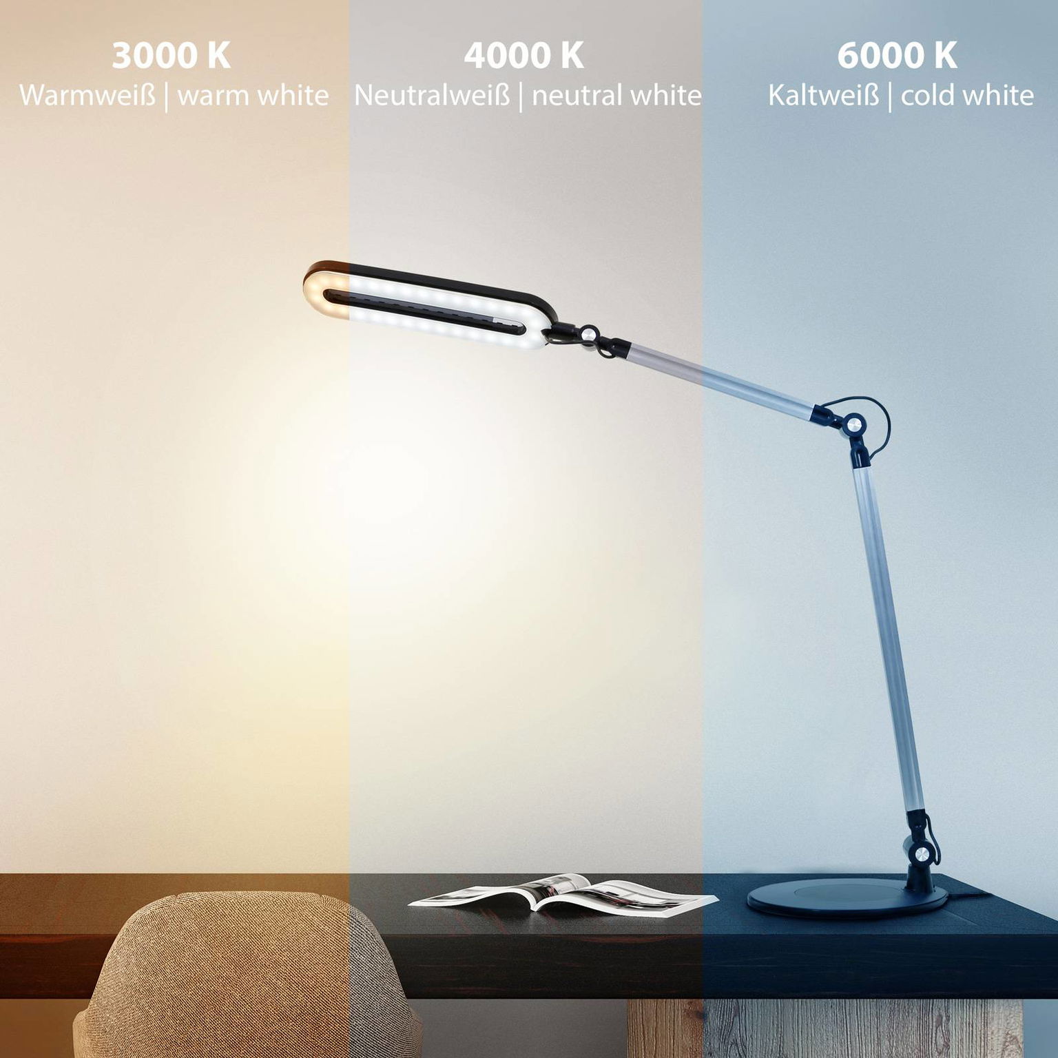 Stolná LED lampa Swan, CCT, stmievateľná – obrázok 2