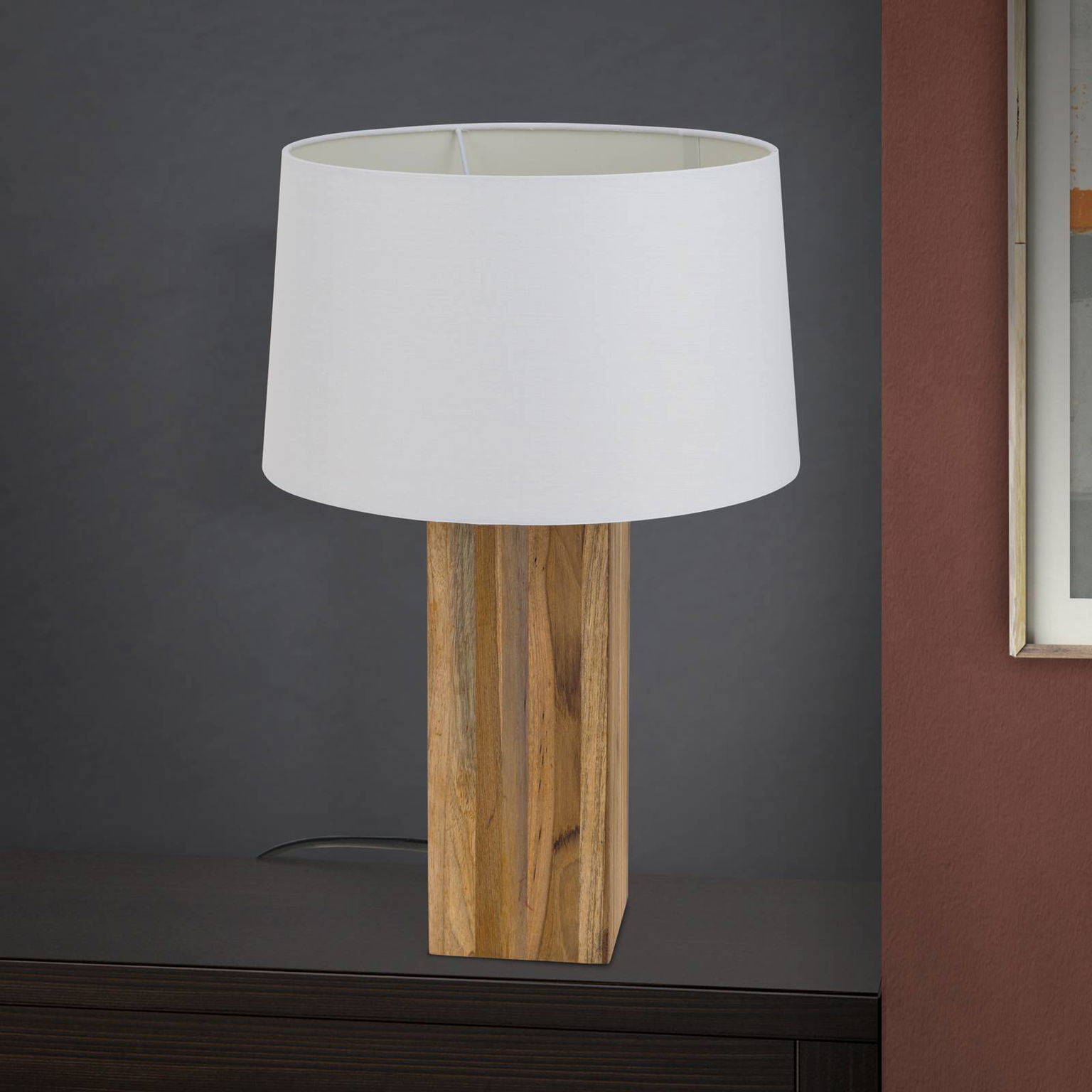 Stolová lampa Dallas kvádrovitý drevený podstavec – obrázok 3