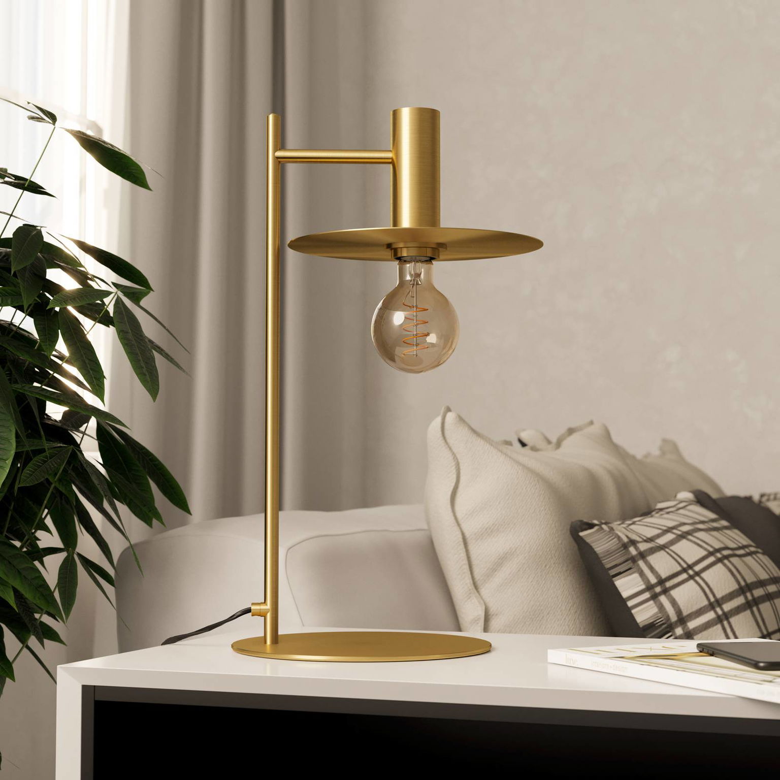 Stolová lampa Escandell v mosadznej brúsená – obrázok 2
