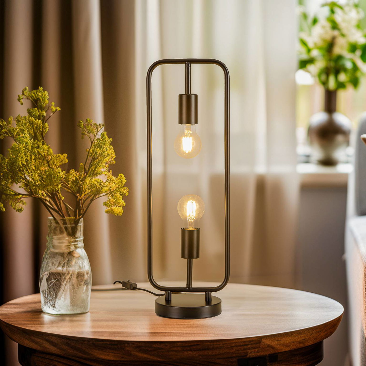 Stolová lampa Lucande Tornike, dvojsvetlíková, železo