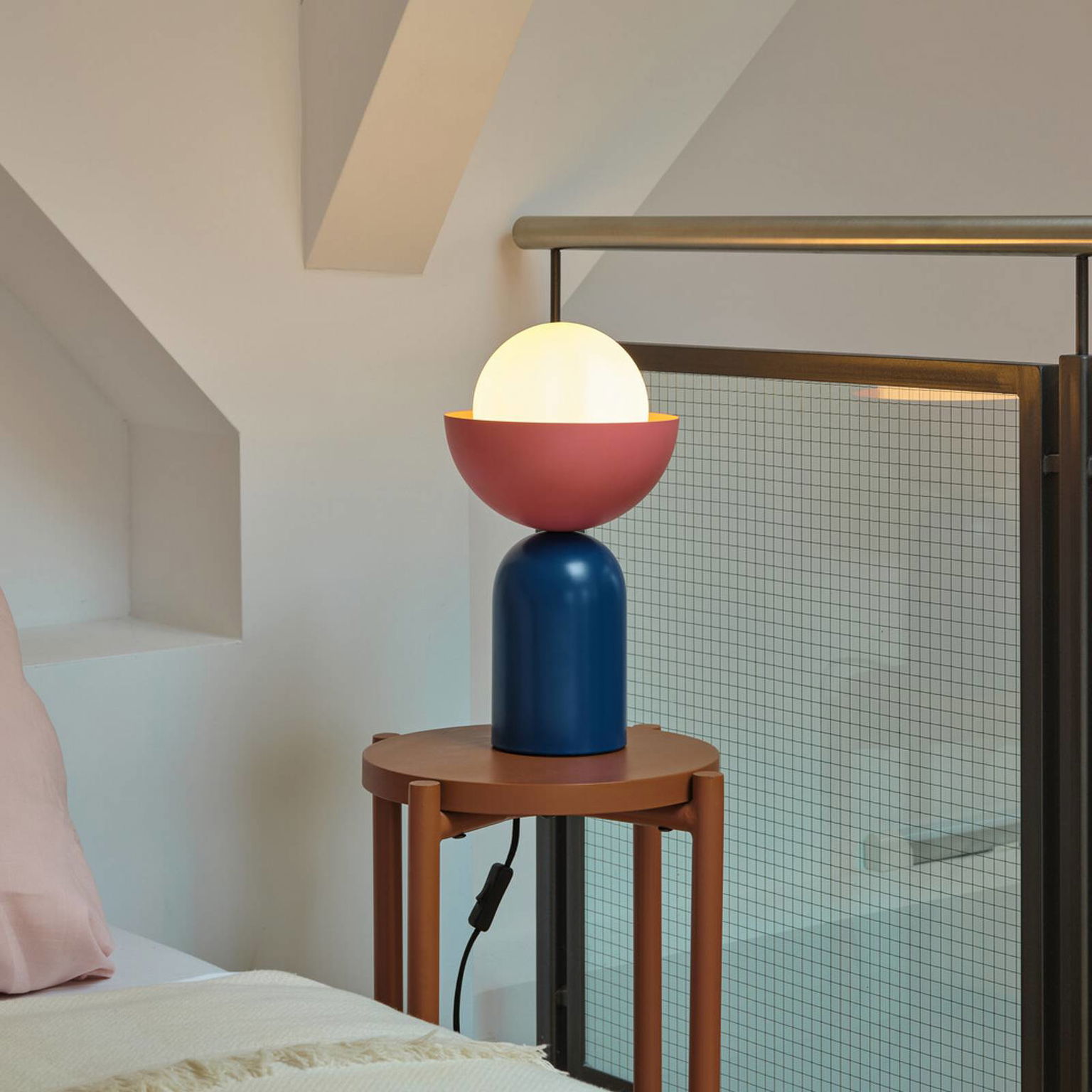 Stolová lampa OSRAM Decor Bowl, modrá/ružová, oceľ, E14 – obrázok 3