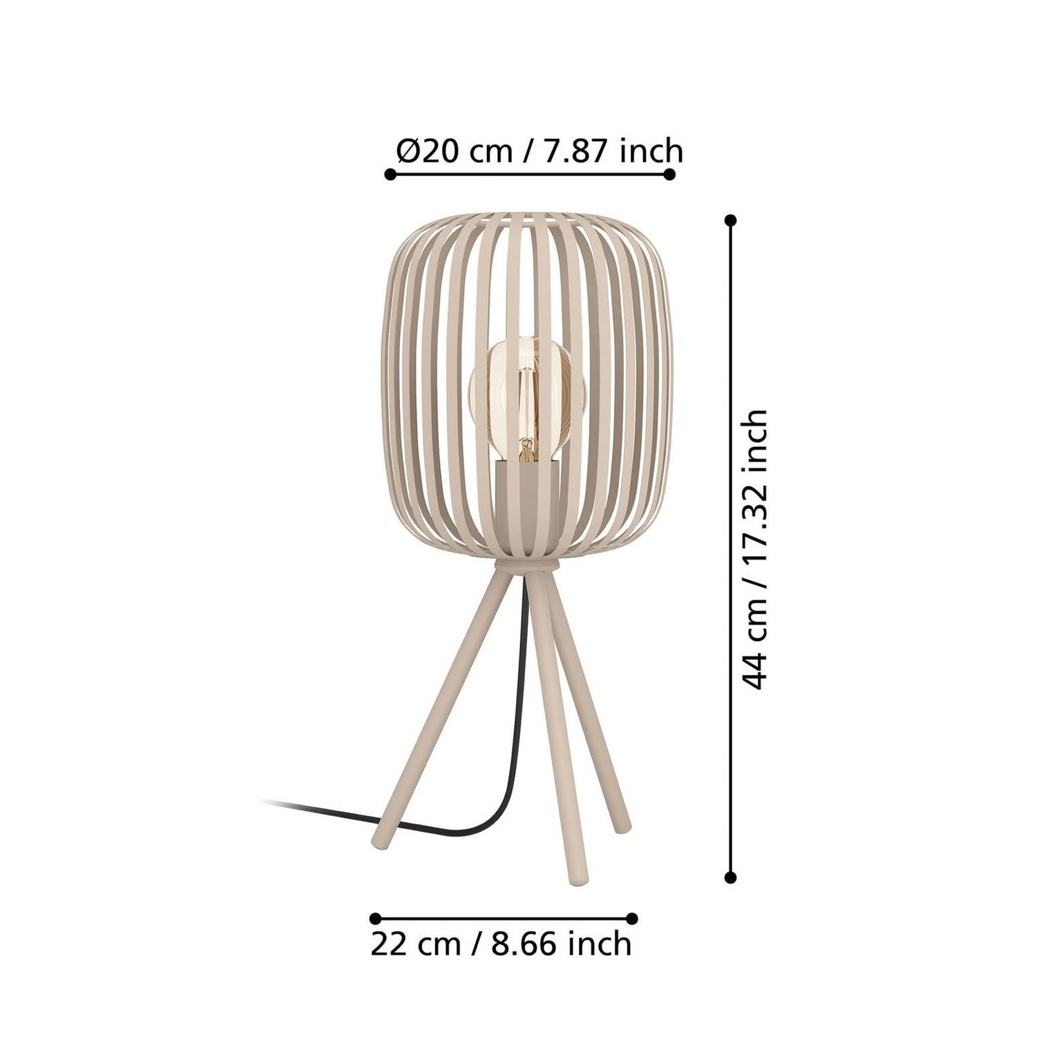Stolová lampa Romazzina, béžová, výška 44 cm, kov, E27 – obrázok 2