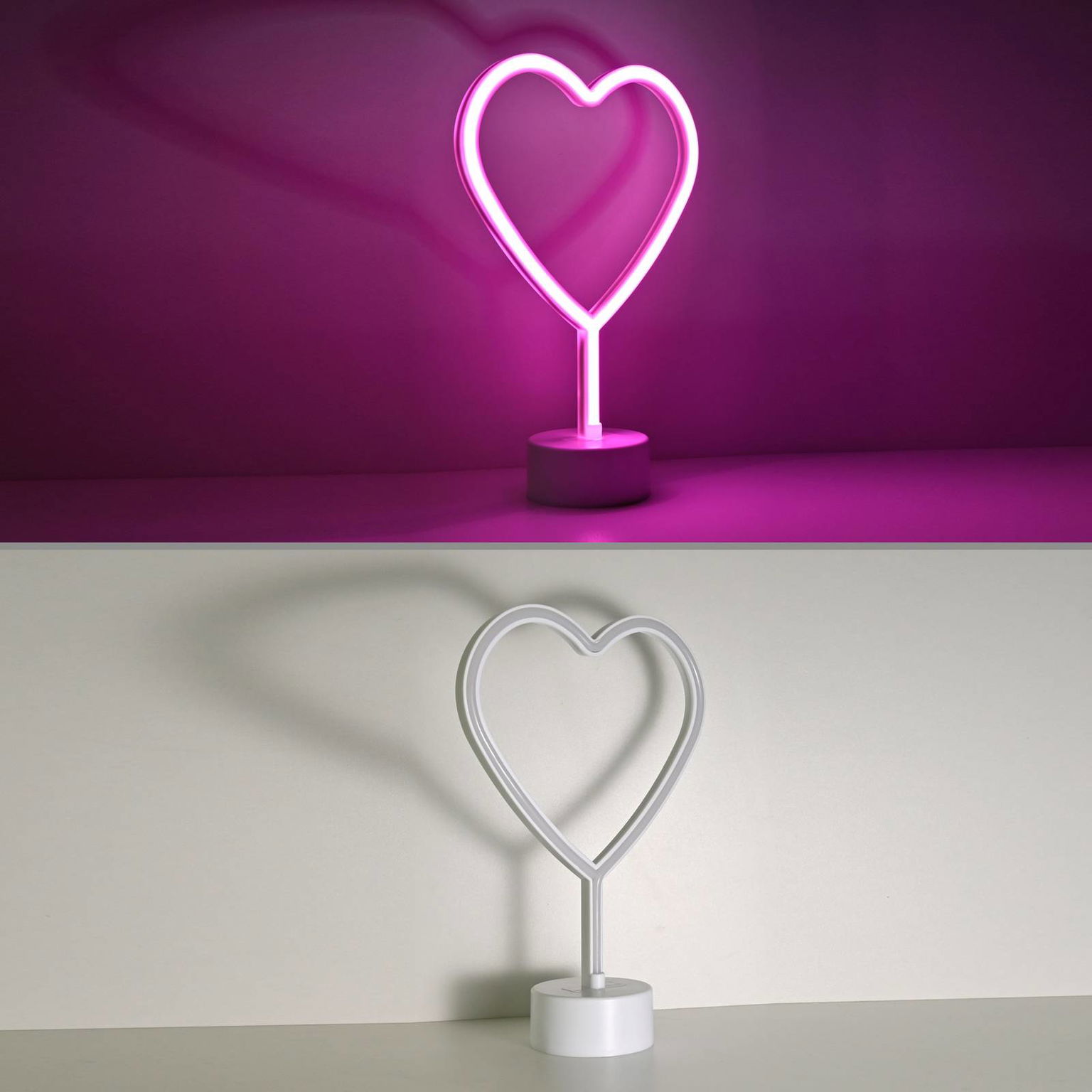 Stolová LED lampa Neon Herz, na batérie – obrázok 4