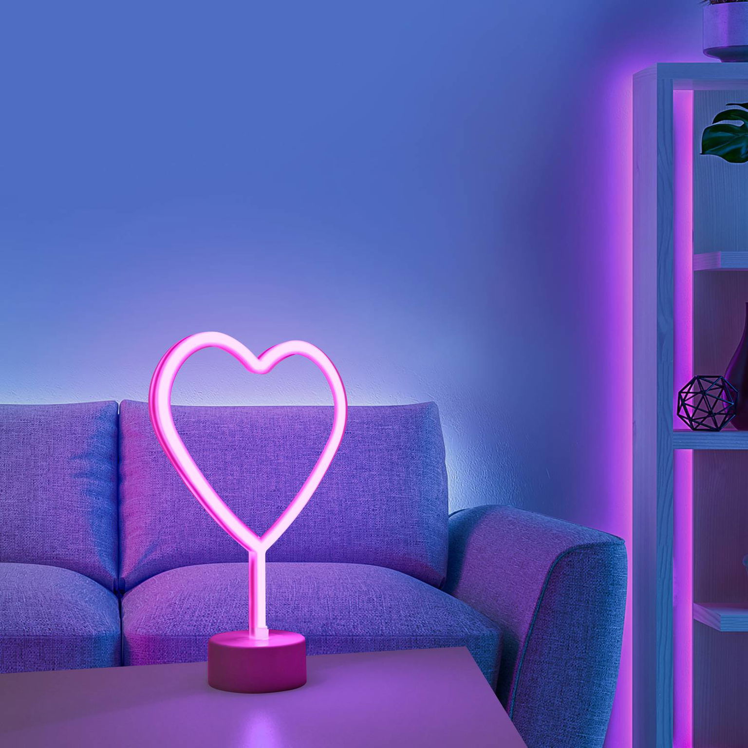 Stolová LED lampa Neon Herz, na batérie – obrázok 2
