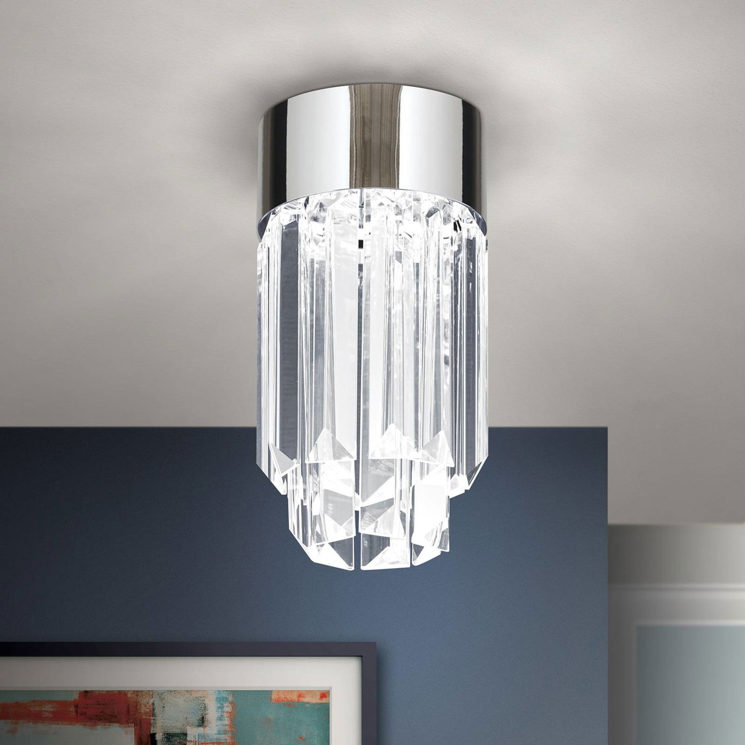 Stropné LED Prism krištáľové sklo, Ø 10 cm, chróm – obrázok 2