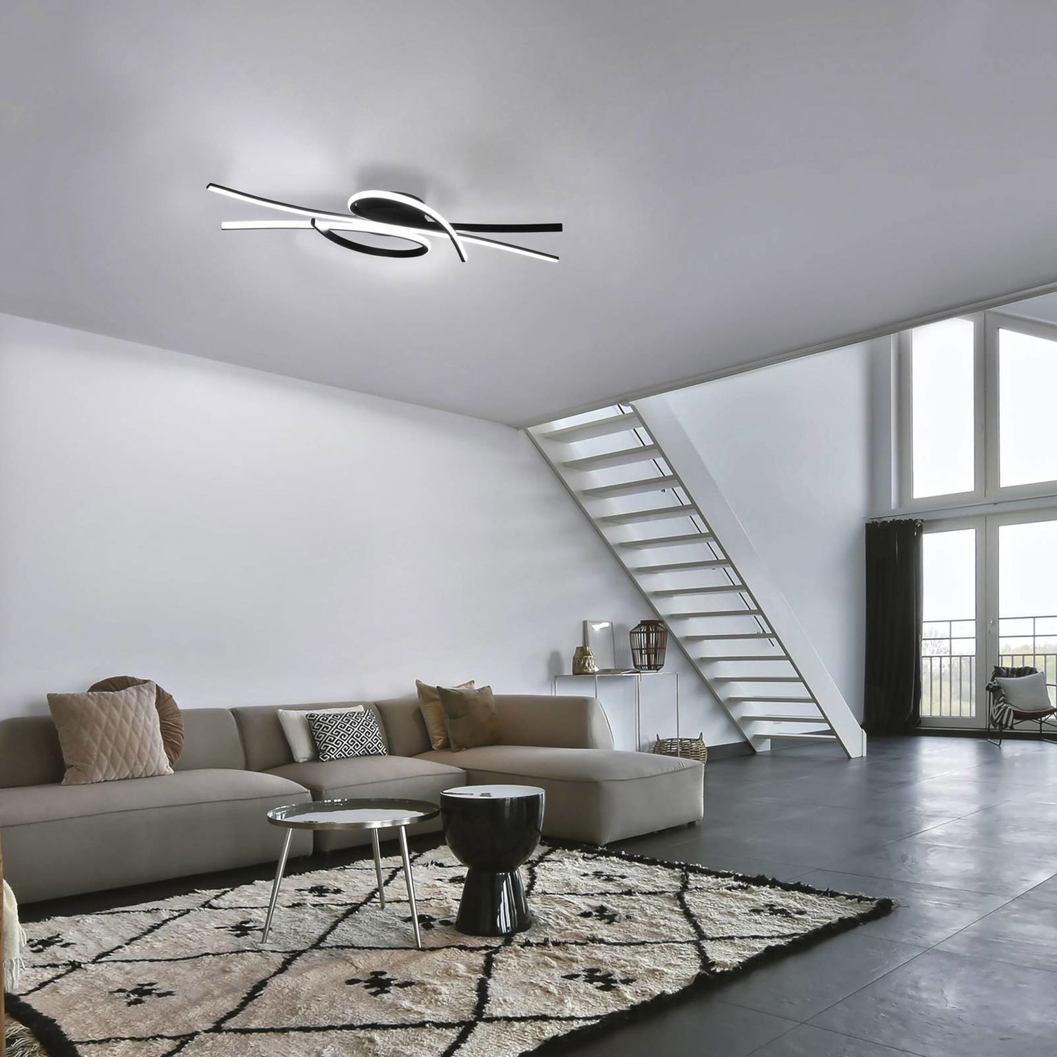 Stropné LED svetlo Biba, čierne, dĺžka 100 cm, kov, CCT – obrázok 2