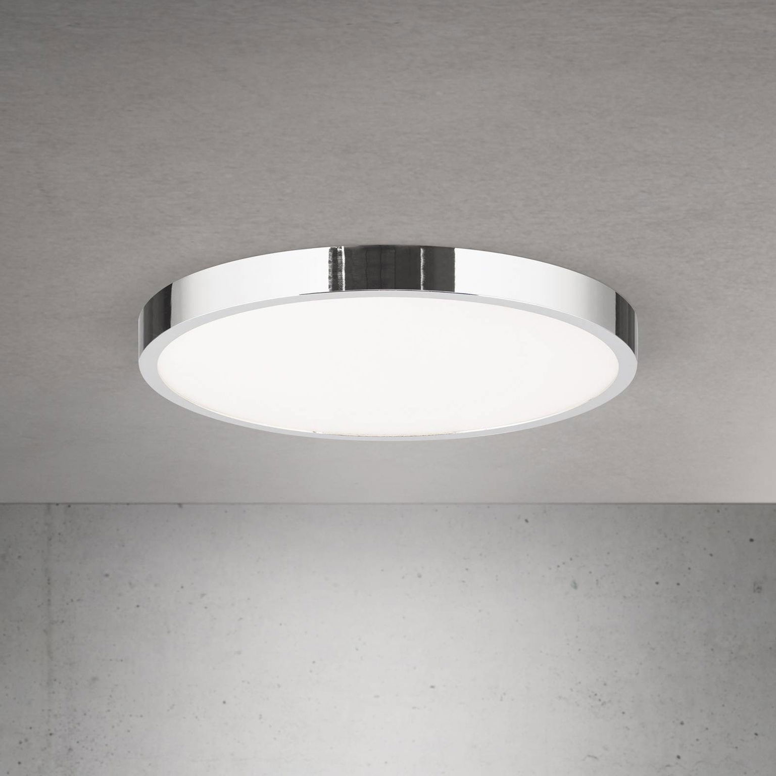 stropné LED svetlo Disc, chrómová farba, Ø 28 cm, CCT, kov