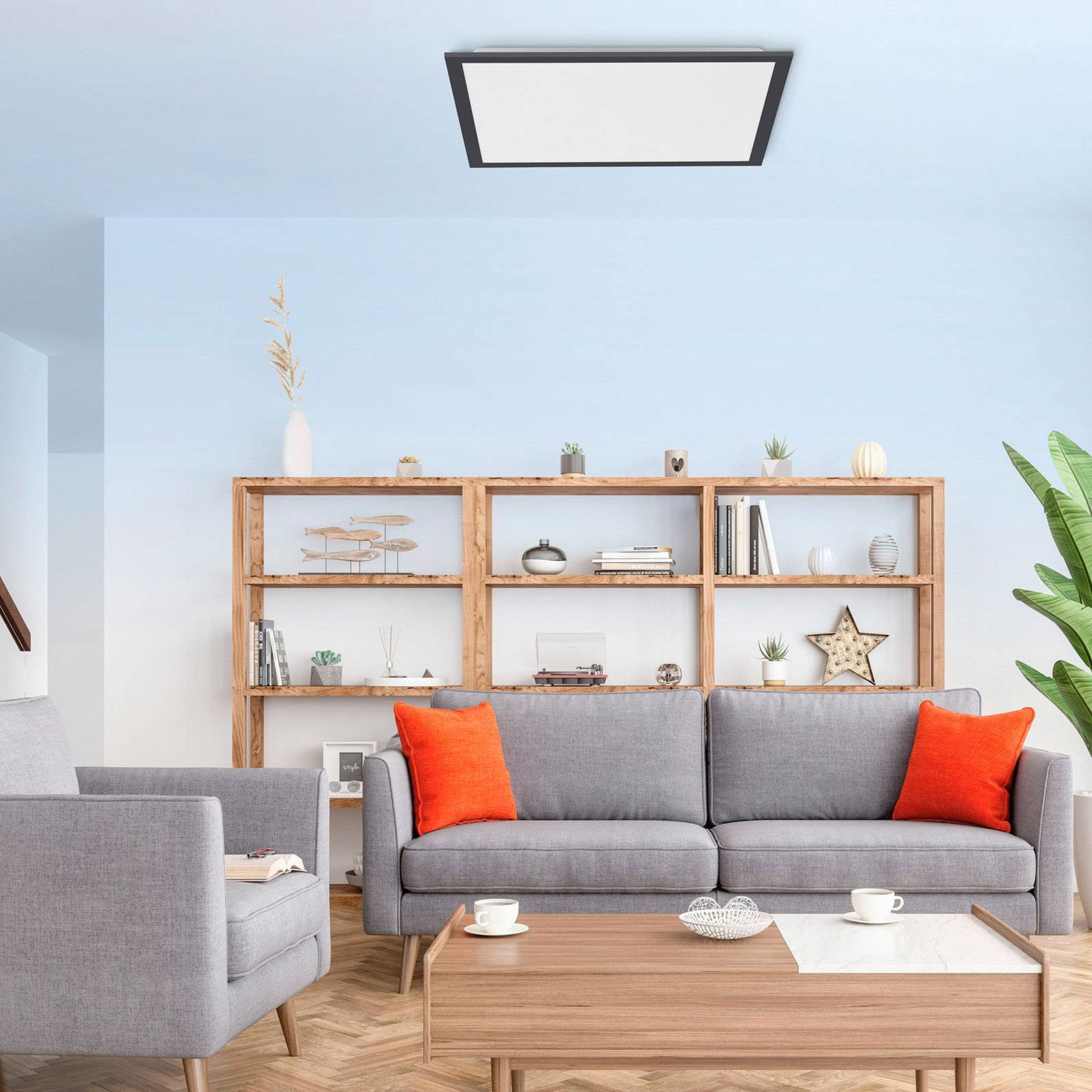 Stropné LED svetlo Flat, CCT, čierna, 45 x 45 cm – obrázok 2