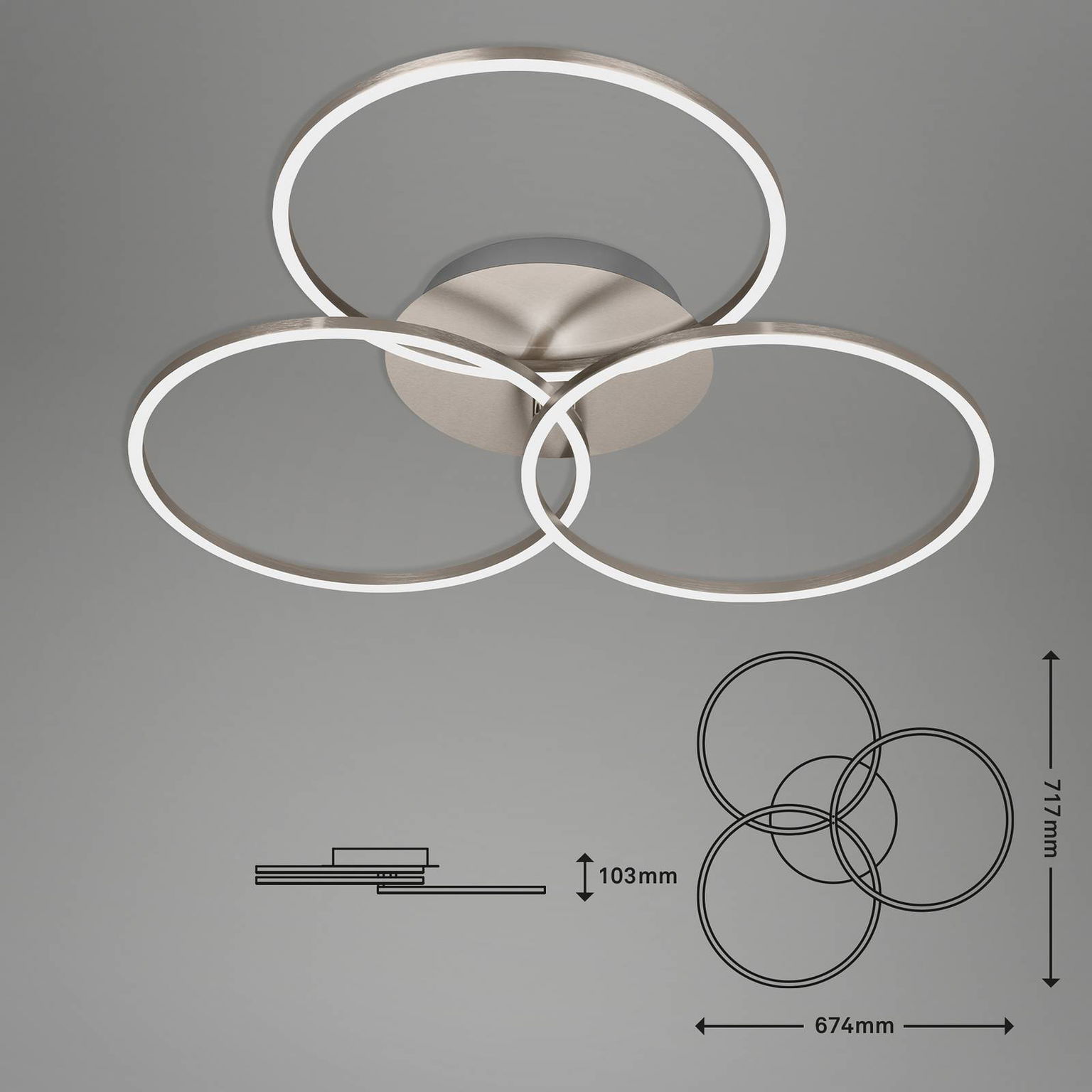 Stropné svietidlo Frame Ring Switch dim nikel 3-pl – obrázok 6
