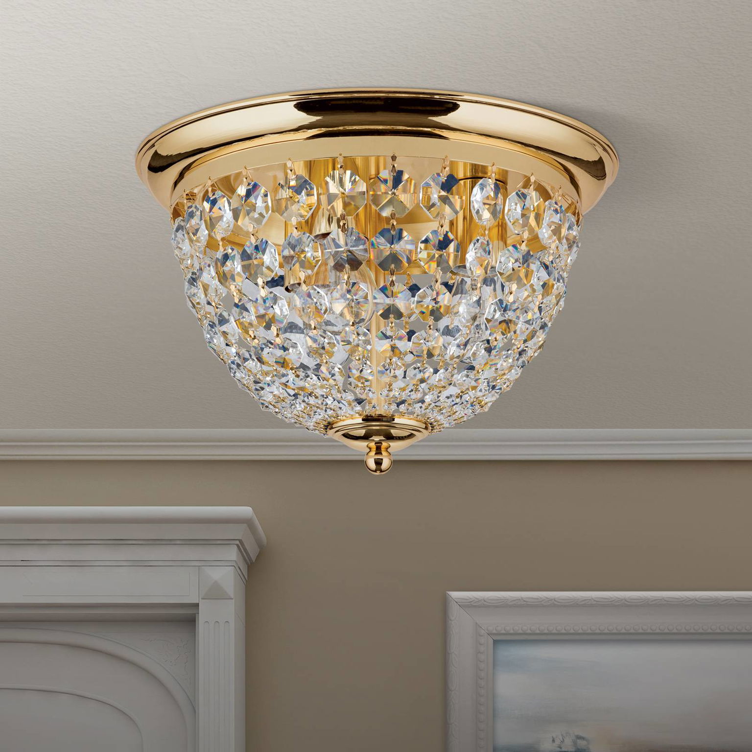 Stropné svietidlo Plafond, zlaté/priehľadné, Ø 35 cm – obrázok 2