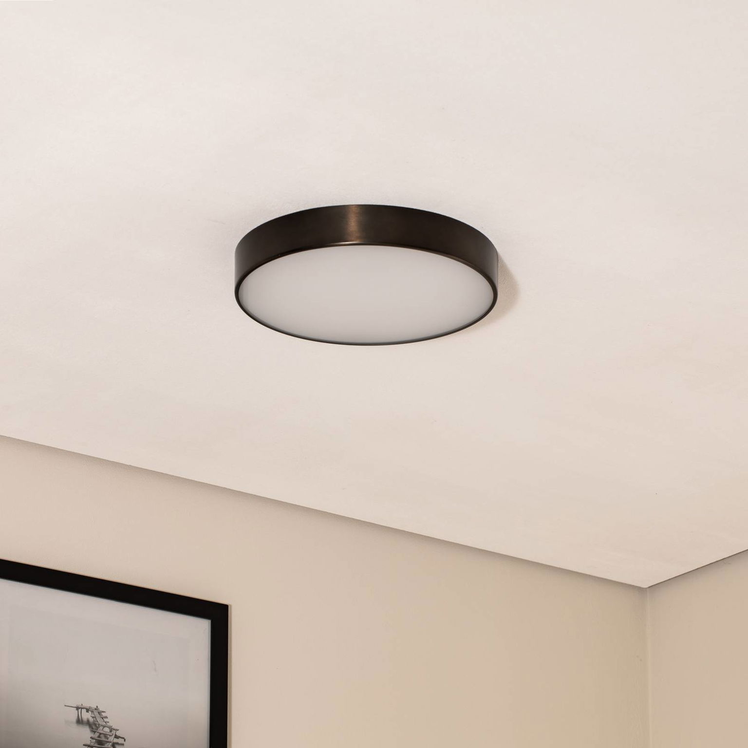 Stropné svietidlo Timur LED, antracitová farba, oceľ, Ø 34 cm – obrázok 3