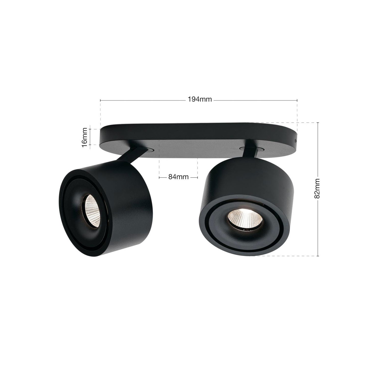 Stropný reflektor LED Specter, čierny, dĺžka 19,4 cm, hliník – obrázok 2