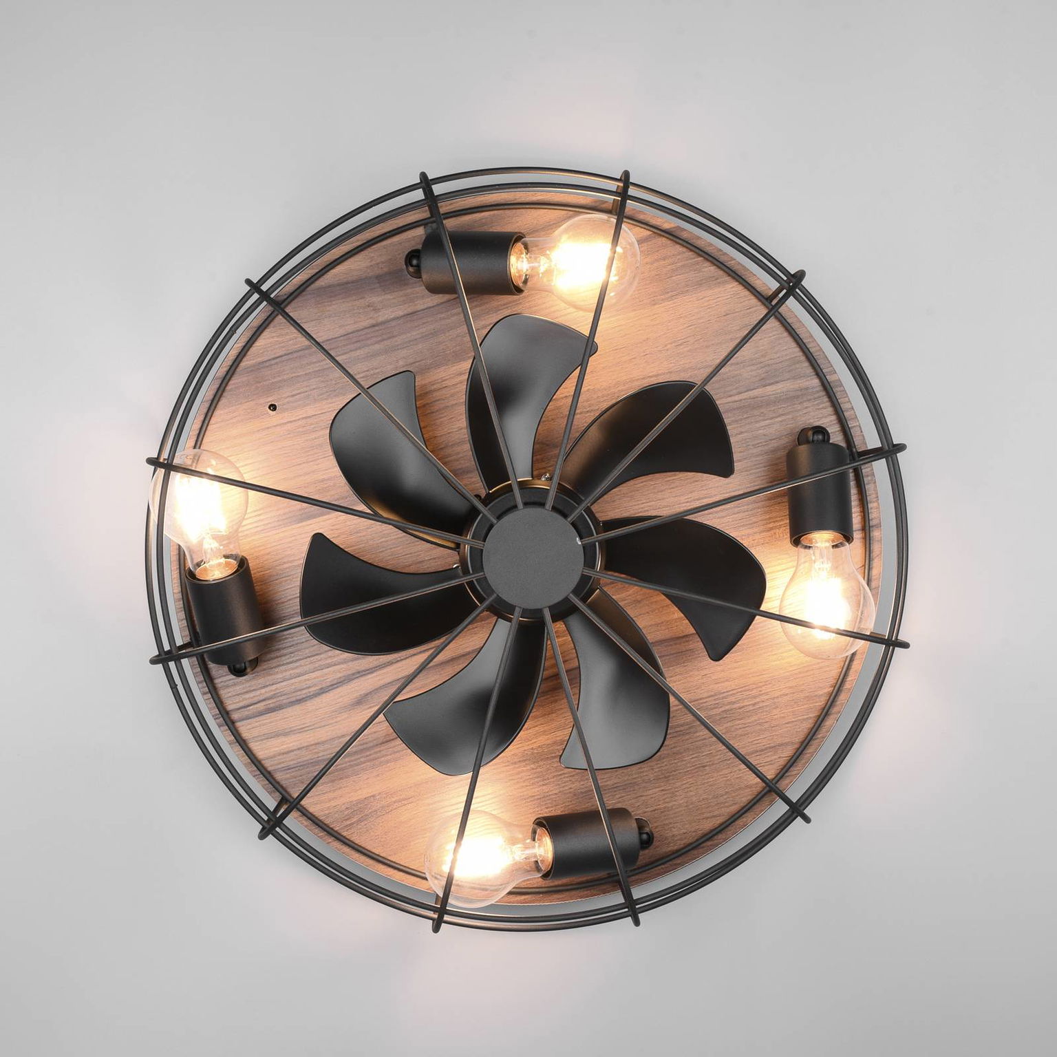 Stropný ventilátor Trondheim, remote, 4xE27, drevo – obrázok 4