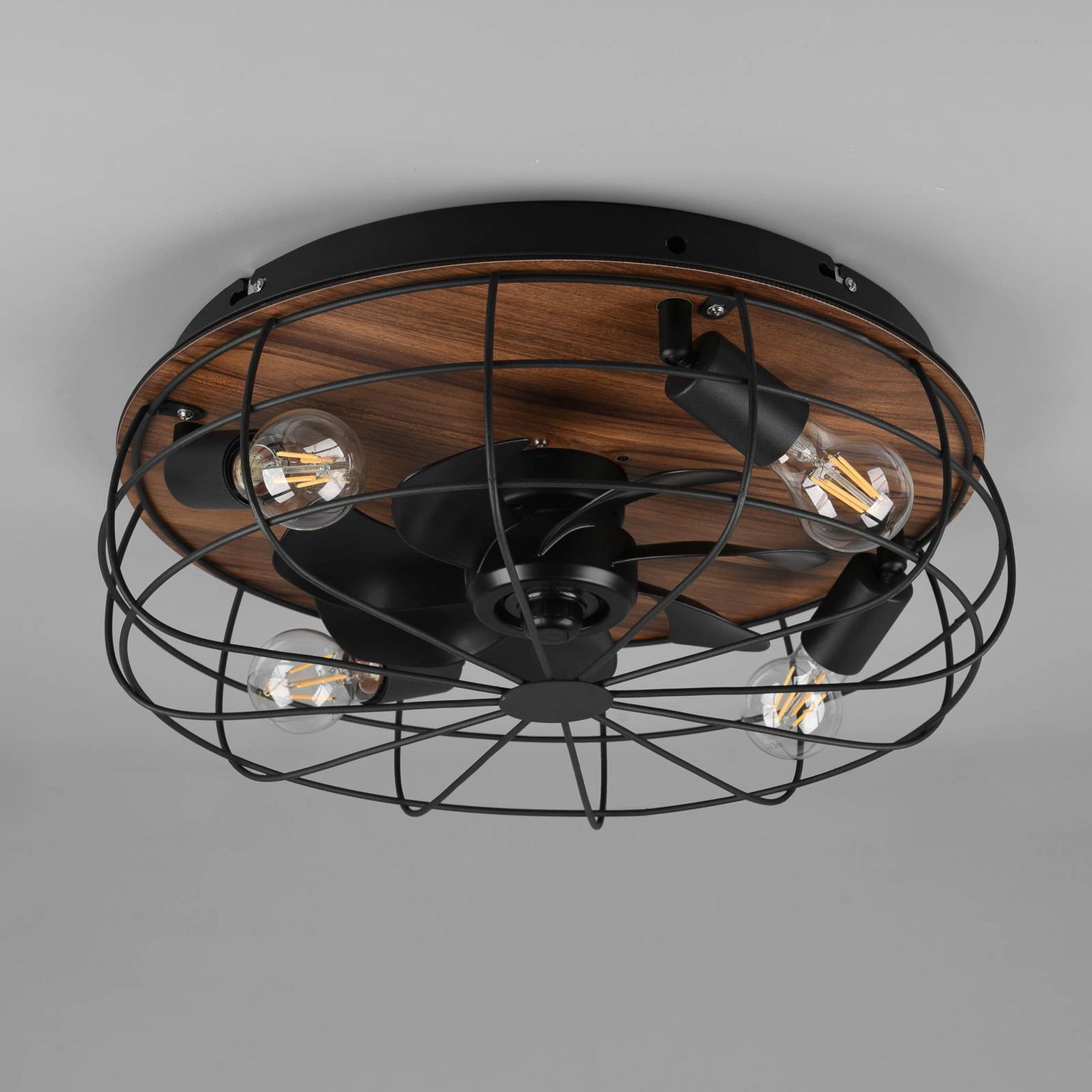Stropný ventilátor Trondheim, remote, 4xE27, drevo – obrázok 5