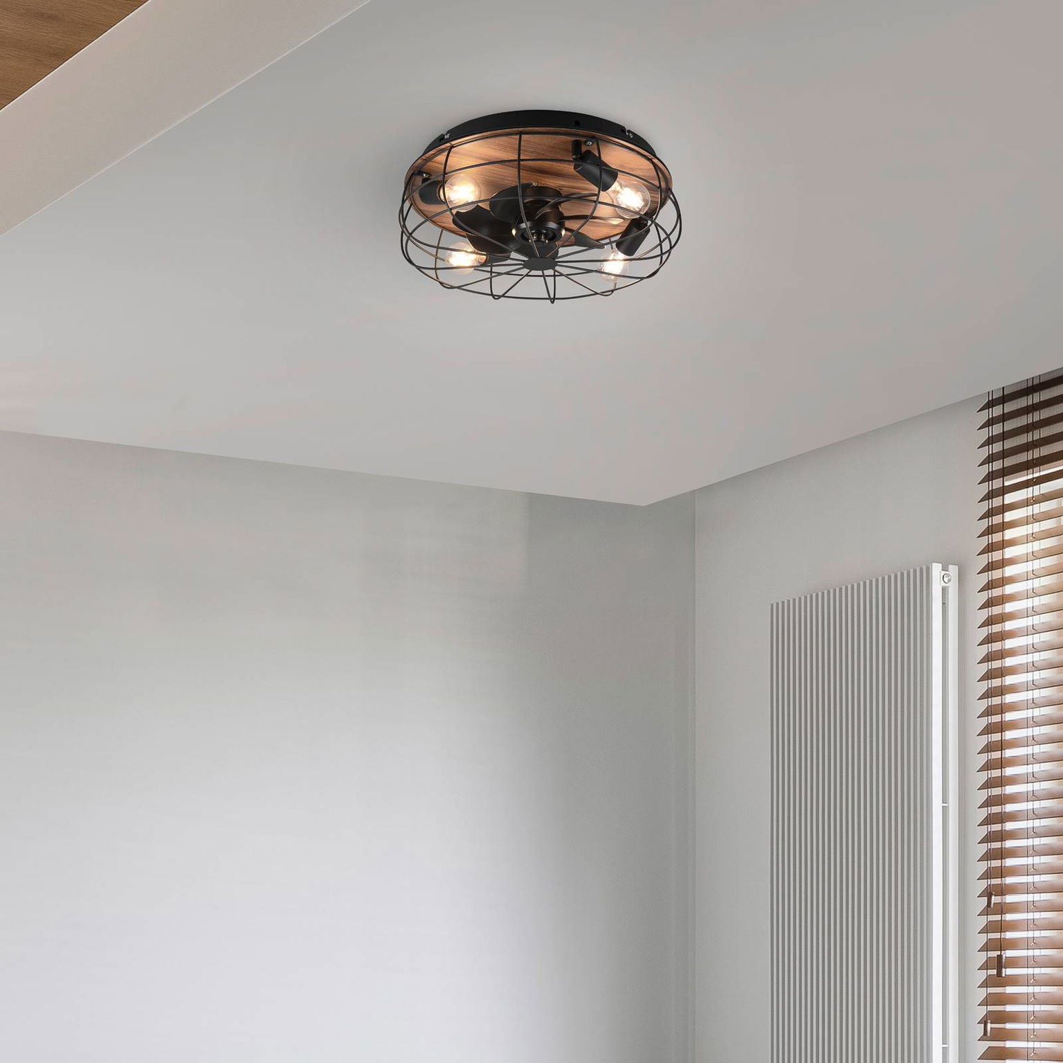 Stropný ventilátor Trondheim, remote, 4xE27, drevo – obrázok 2