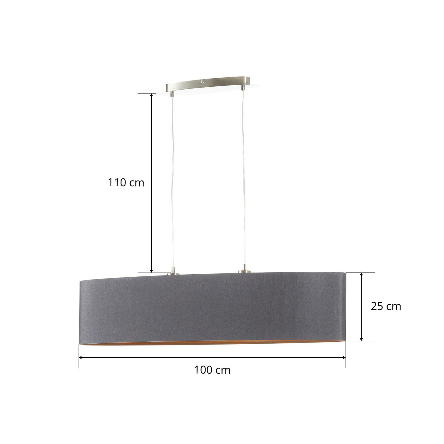 Textilná závesná lampa Lecio, ovál 100 cm čierna – obrázok 6