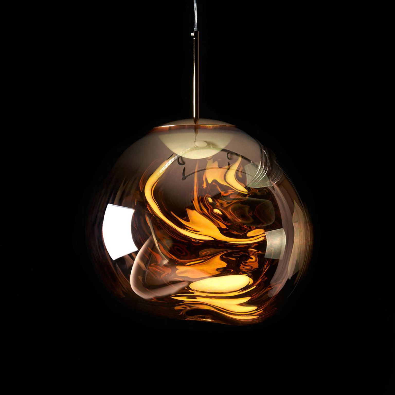 Tom Dixon LED závesné svietidlo Melt Mini, Ø 28 cm, zlatá