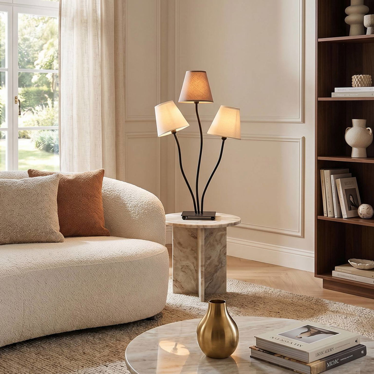 Twiddle troj-plameňová stolná lampa hnedé odtiene – obrázok 2