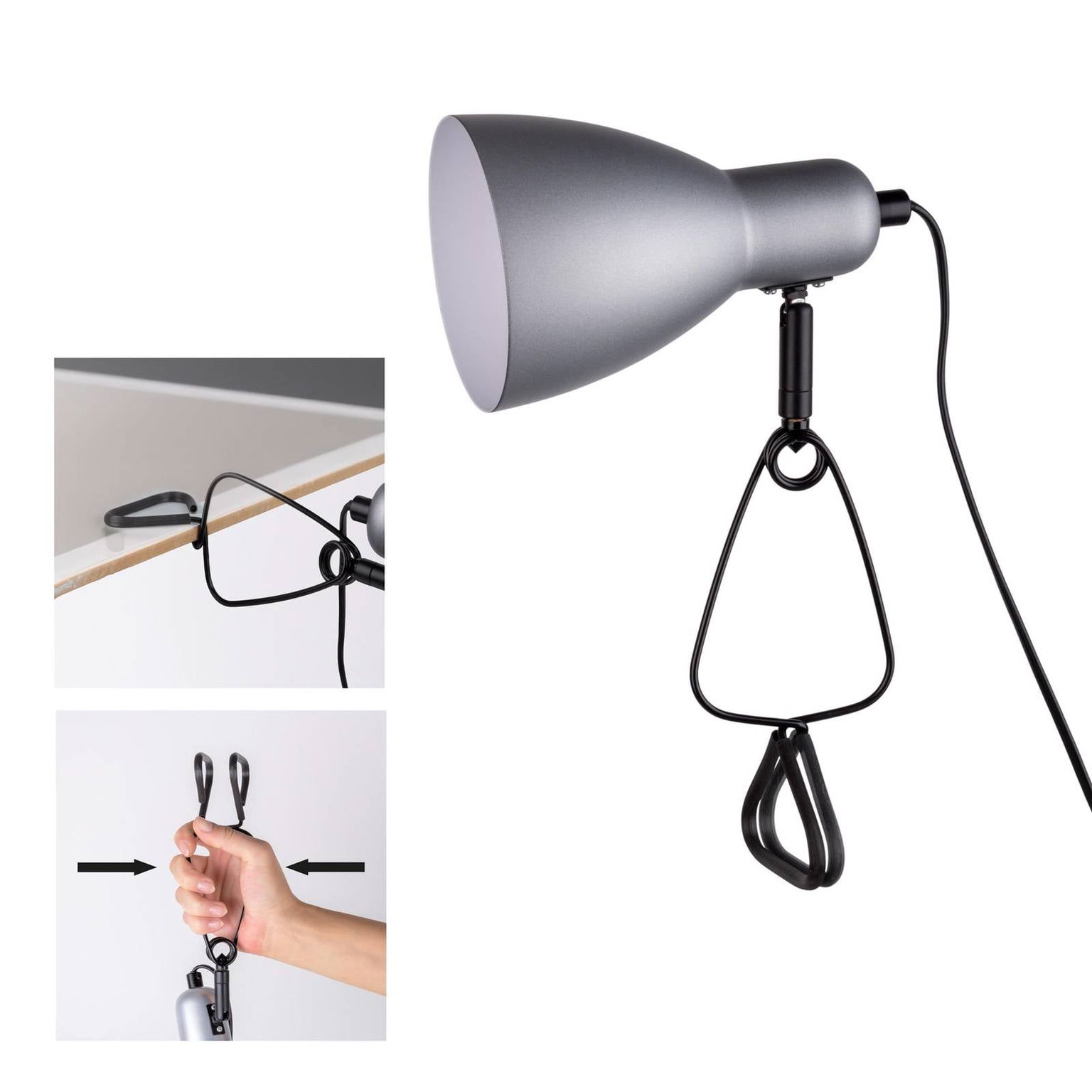 Upínacia lampa Mara nastaviteľná kábel strieborná – obrázok 2