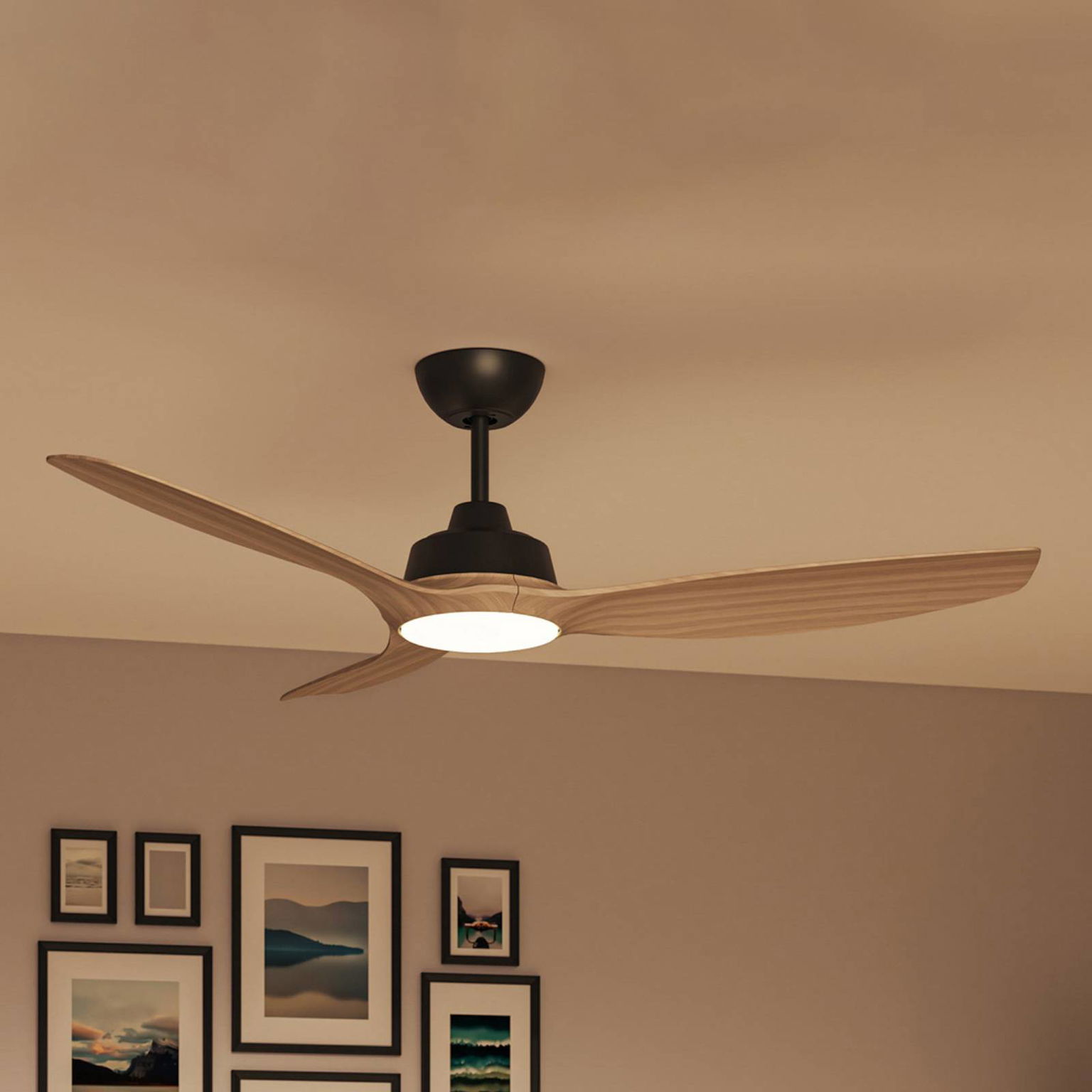 Ventilátor Philips LED Olas, priemer 132 cm, hnedý/čierny, CCT