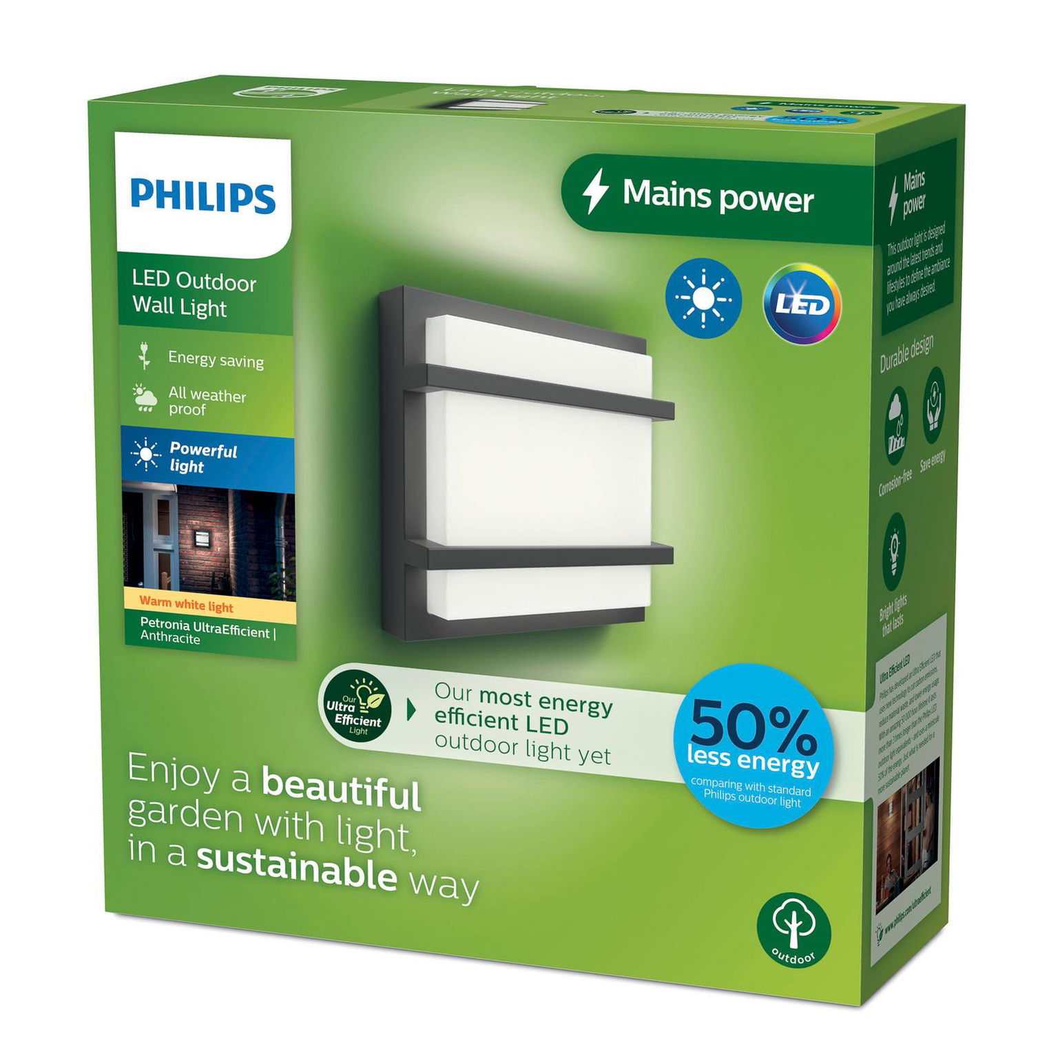 Vonkajšie nástenné svietidlo Philips LED Petronia UE – obrázok 3