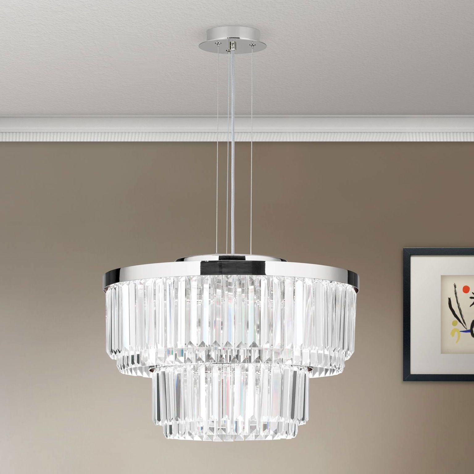 Závesné LED svietidlo Prism, okrúhle Ø 55 cm chróm – obrázok 2