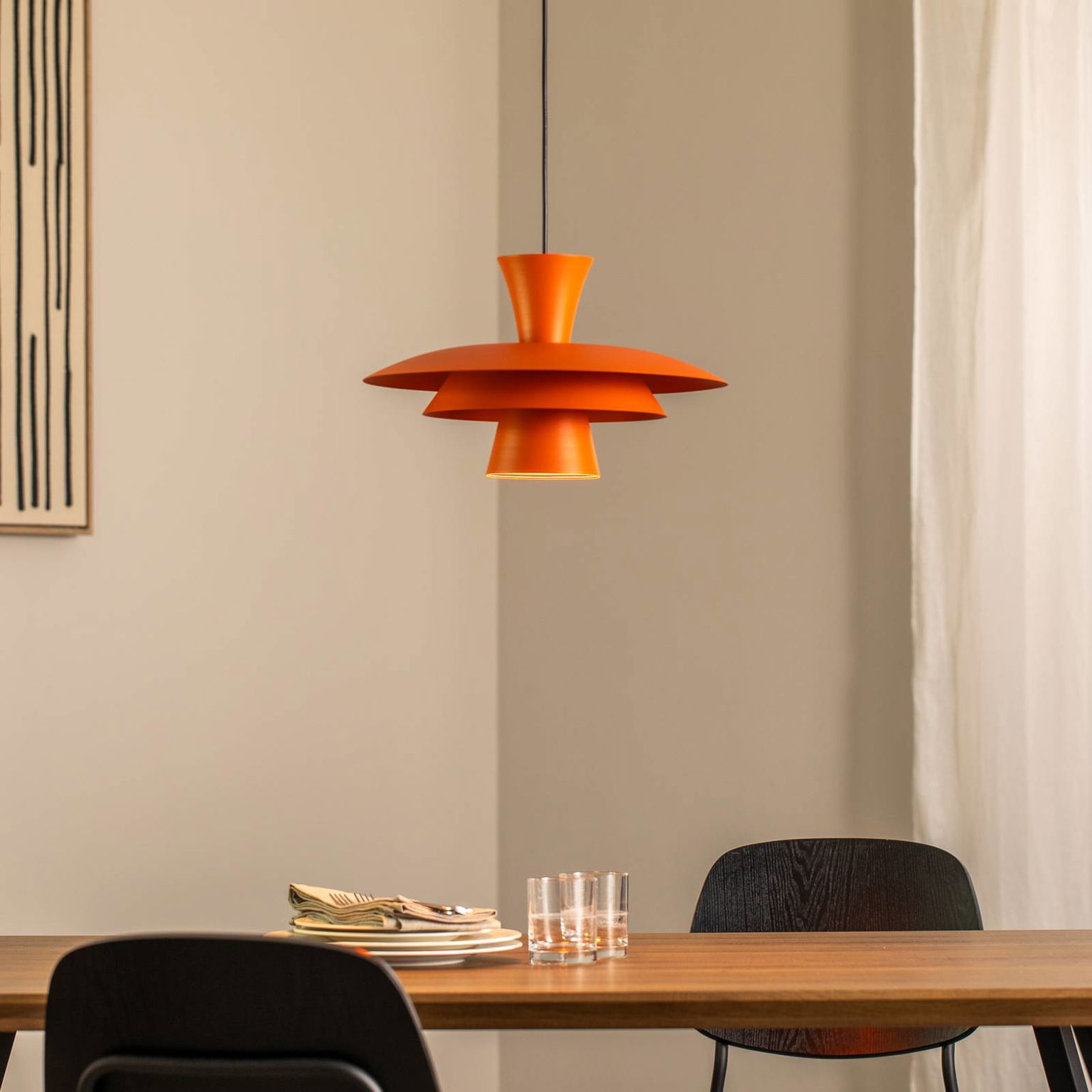 Závesné svietidlo Plato, oranžové, kov, Ø 38 cm, E27 – obrázok 2